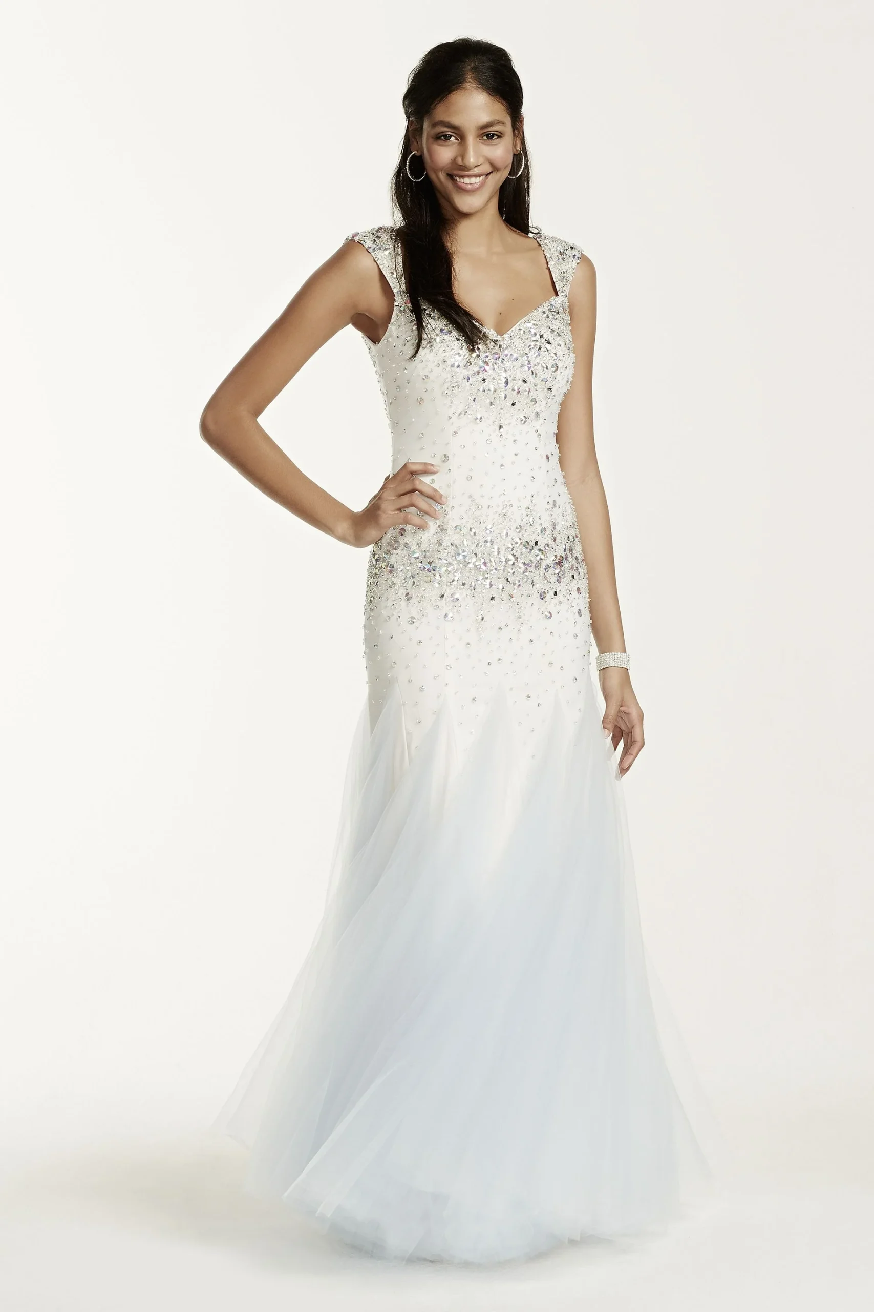 Cap Sleeve Beaded Fit and Flare