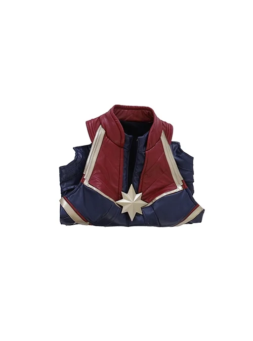 Captain Marvel Carol Danvers Red Version Battle Suit Halloween Cosplay Costume Vest