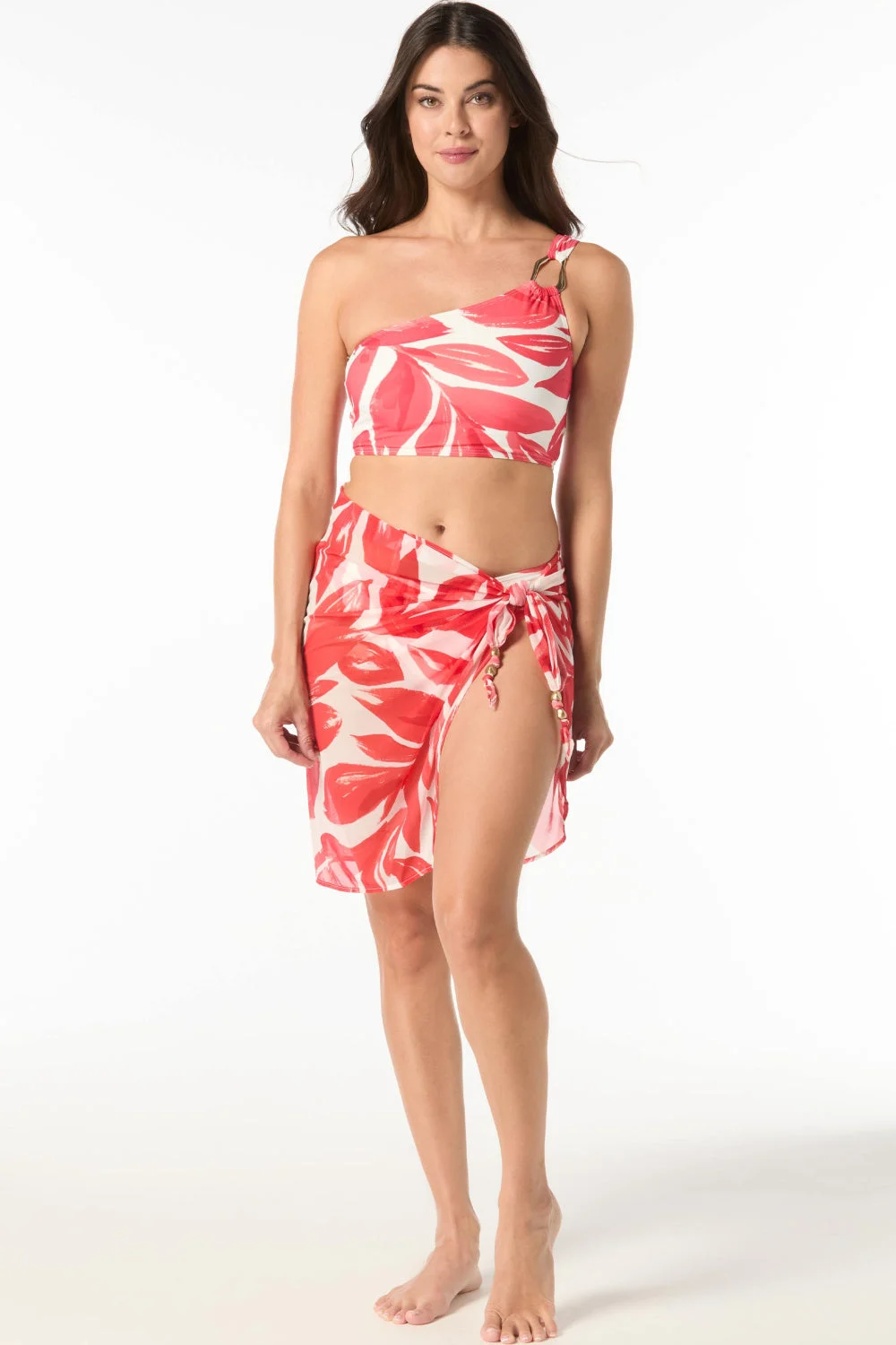Carmen Marc Valvo Pareo Cover Up, Red White (C72873)