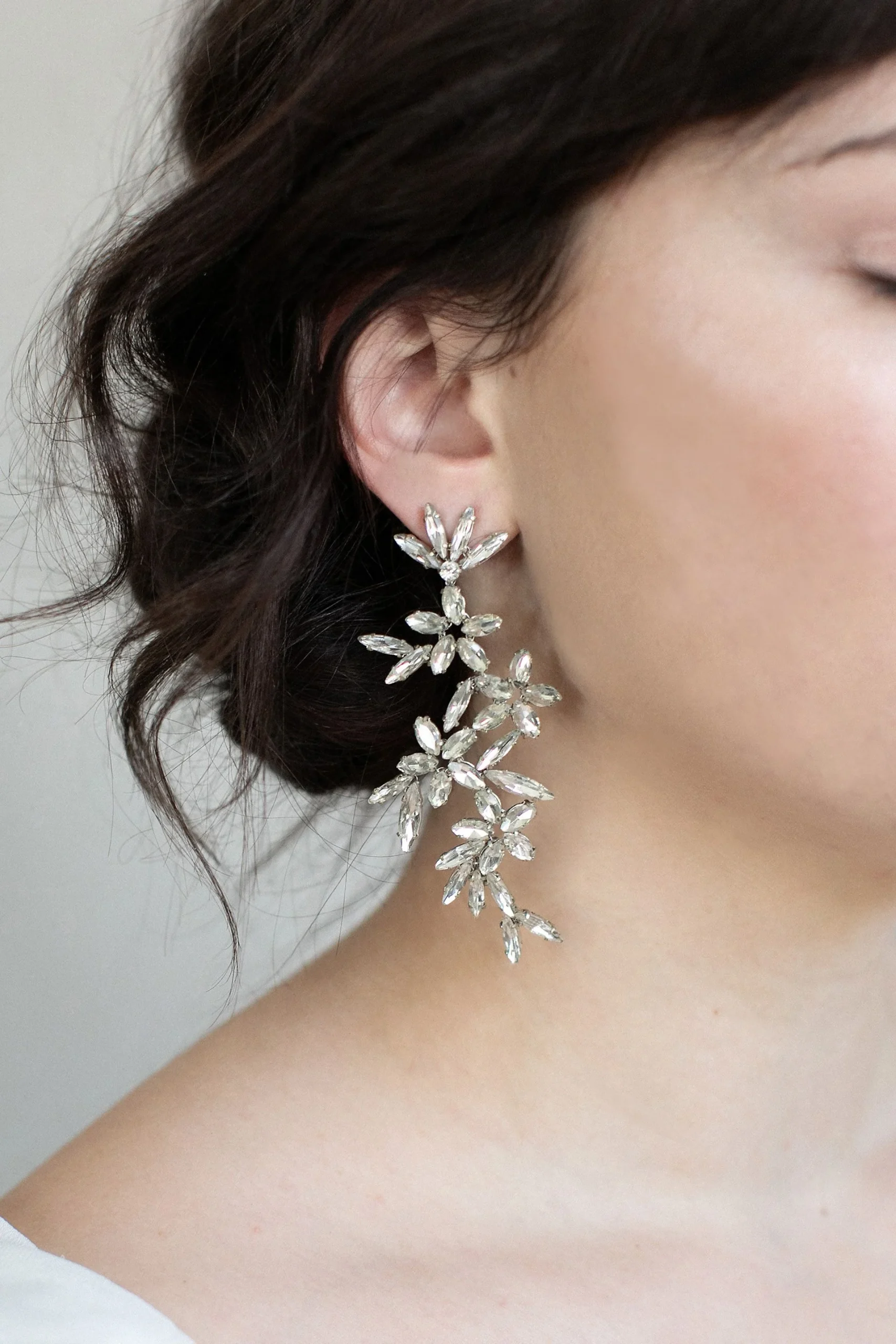 Cascading Crystal Flower Drop Earrings
