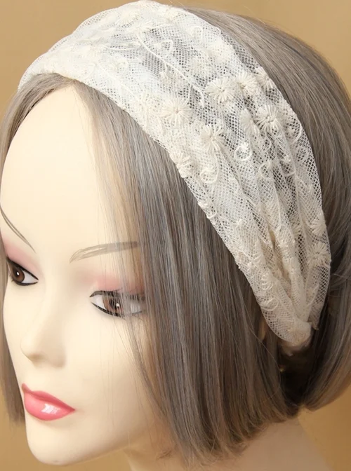 Casual Wide Cloth Fashion Personality Retro Lady White Lace Headband