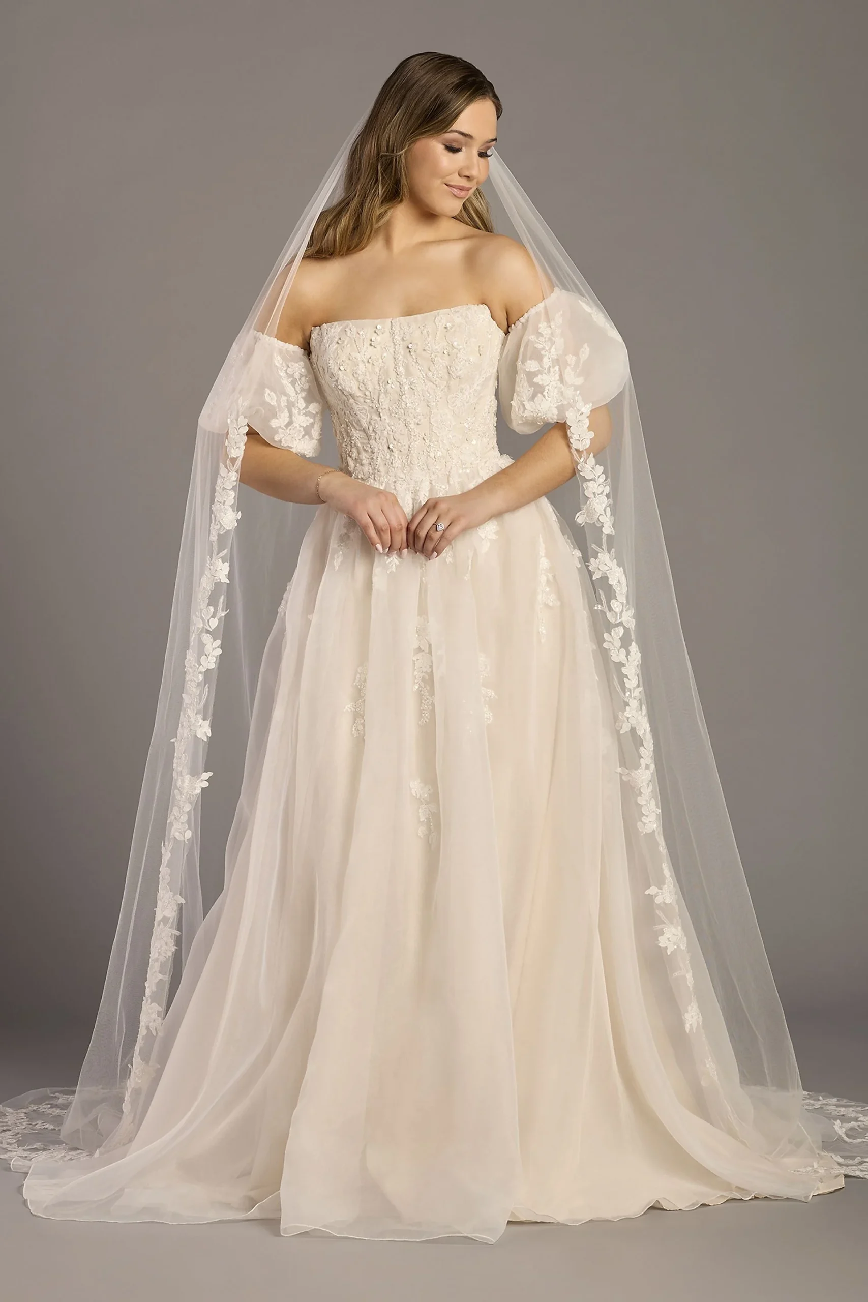 Cathedral Veil with 3D Floral Appliques