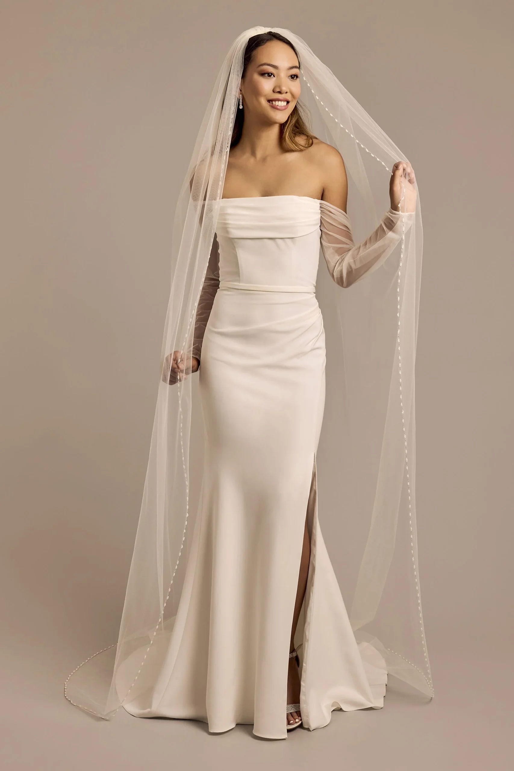 Cathedral Veil with Bead and Pearl Trim