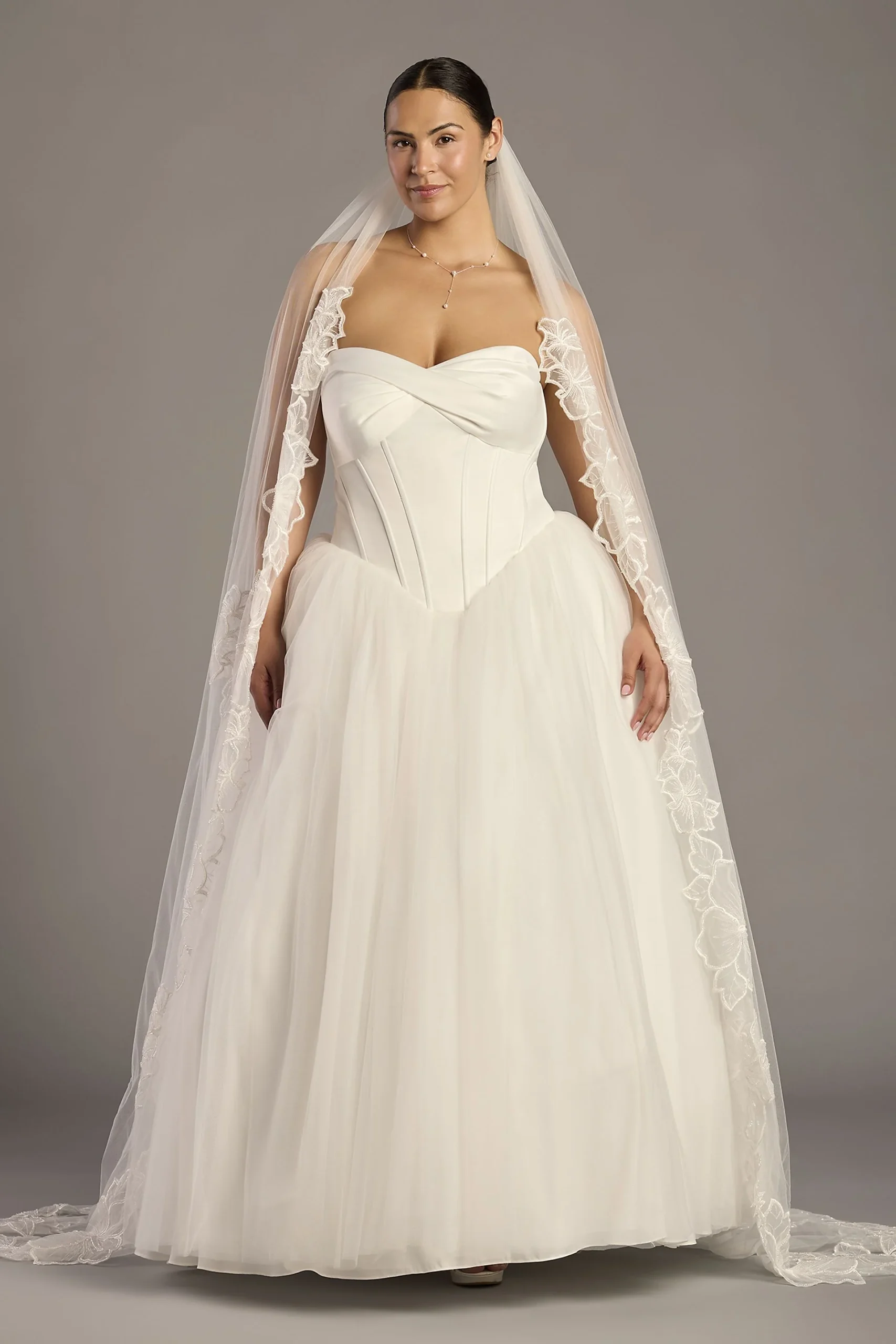 Cathedral Veil with Oversized Floral Appliques