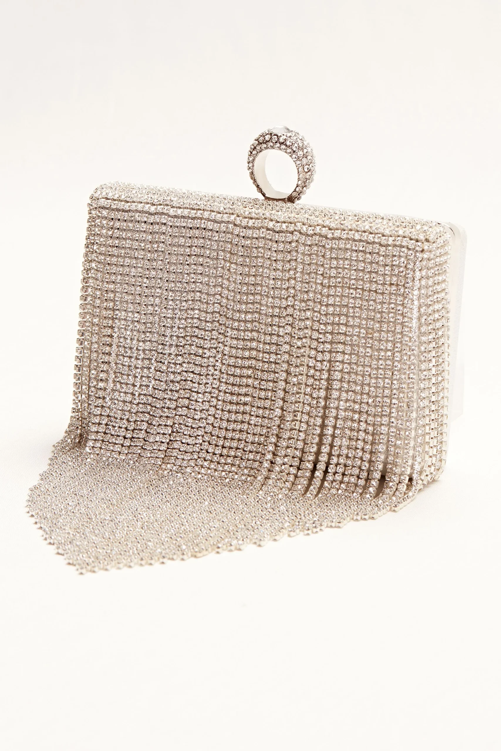 Chandelier Fringe Minaudiere with Rhinestones