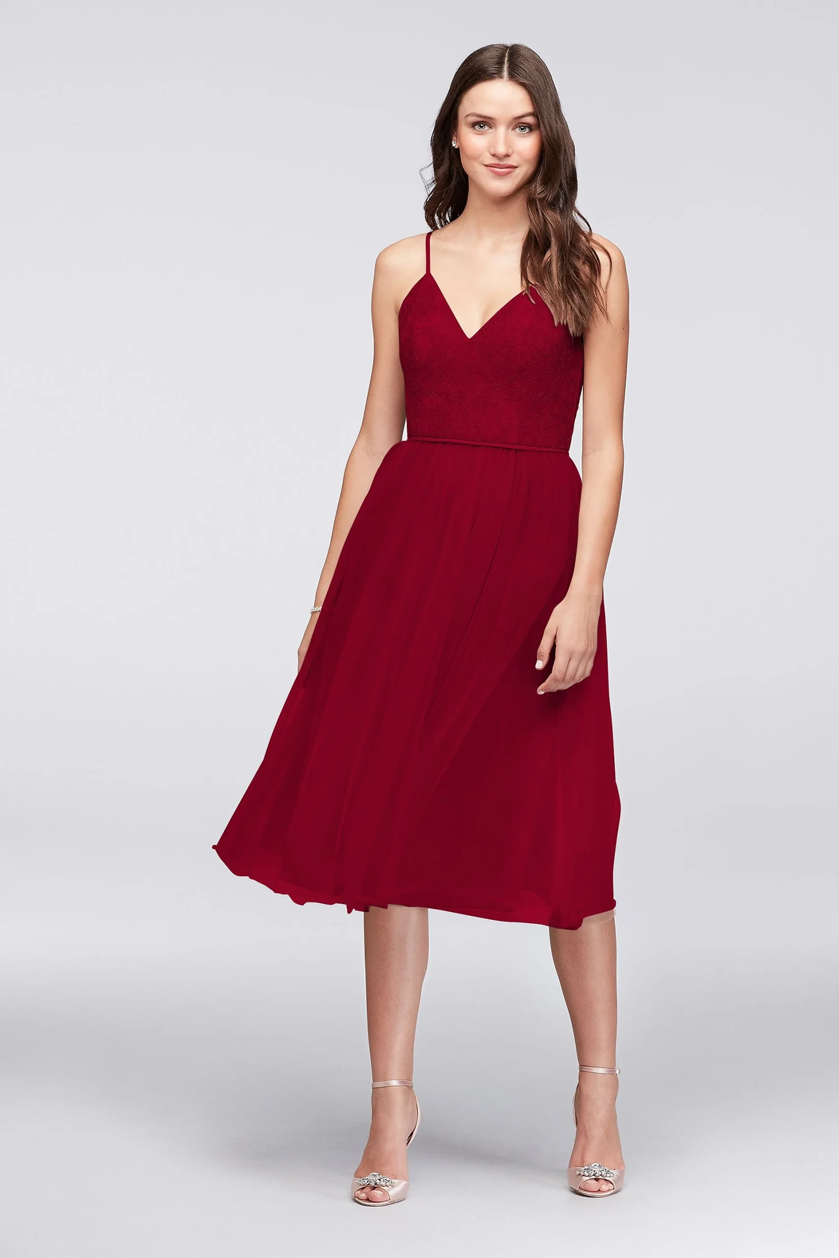 Chantilly Lace and Tulle Short Bridesmaid Dress
