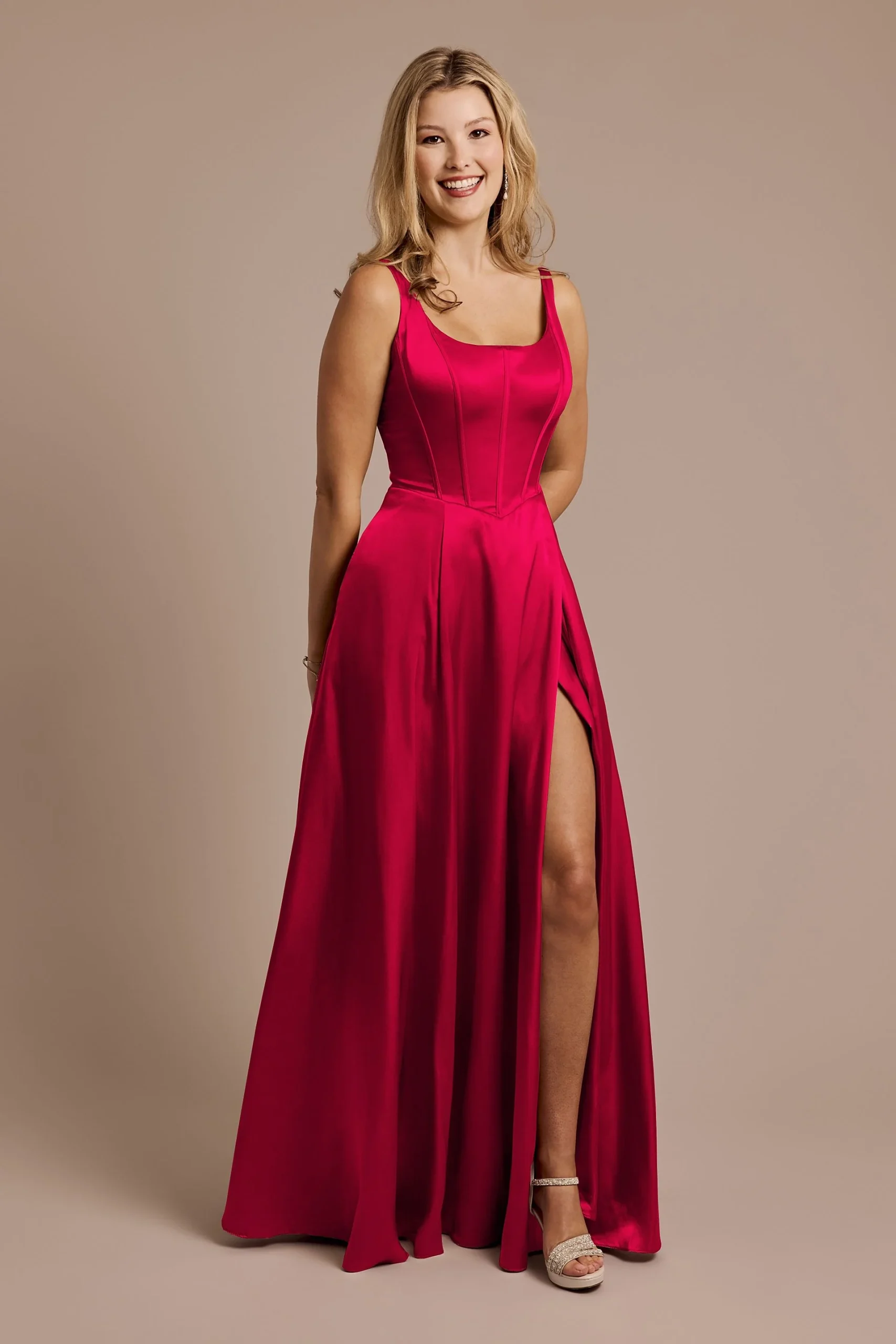 Charmeuse Basque Waist Tank Dress