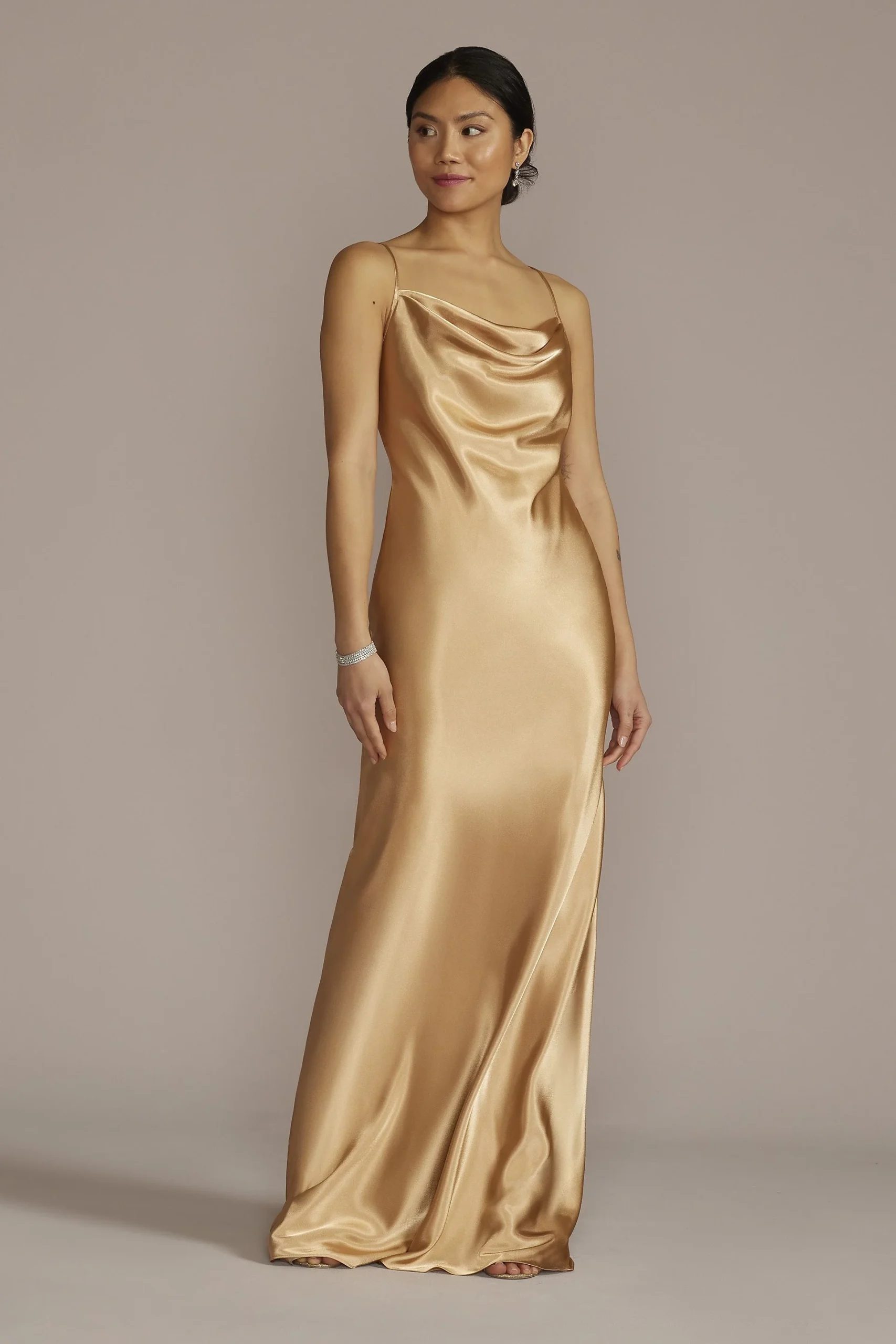Charmeuse Cowl Neck Dress