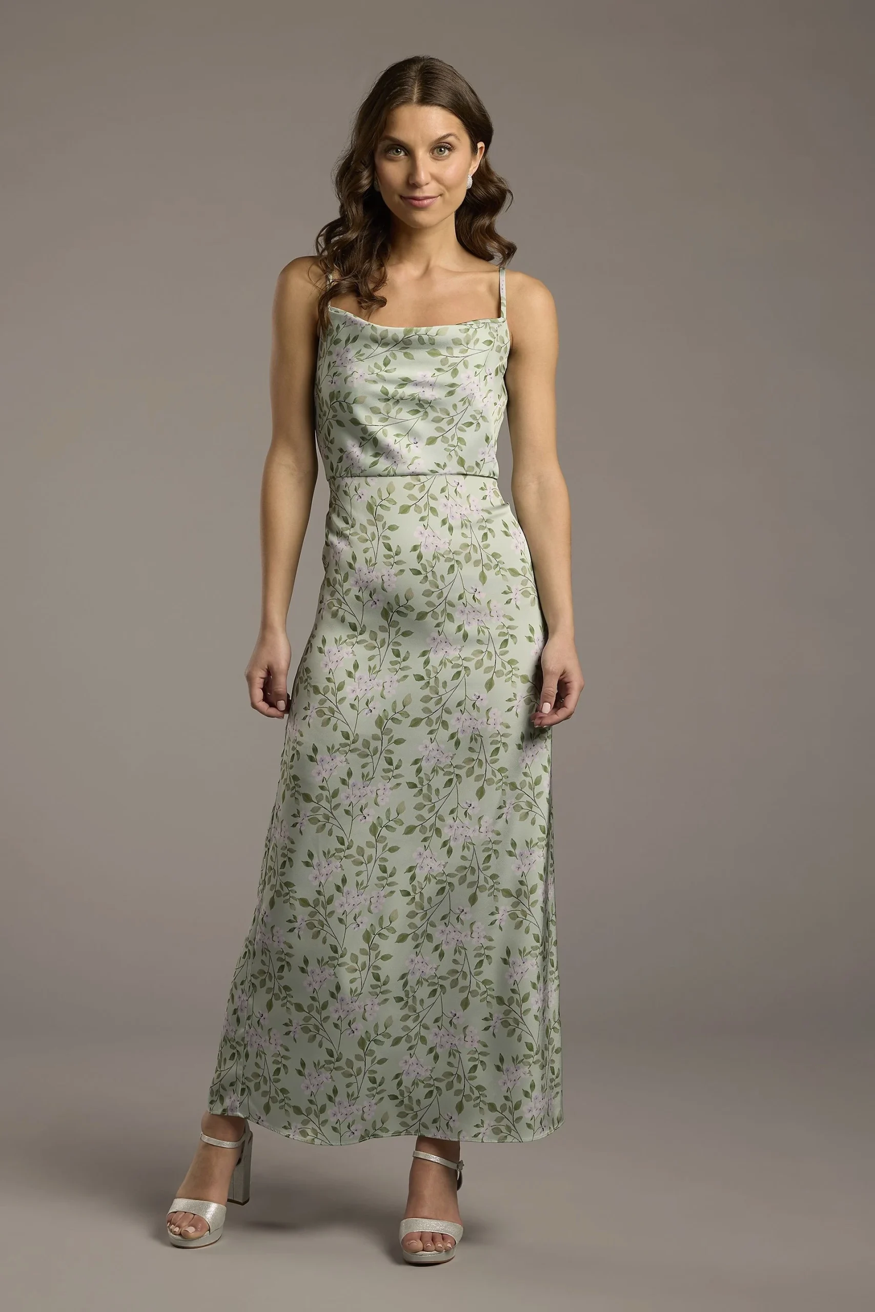 Charmeuse Cowl Neck Sheath Dress