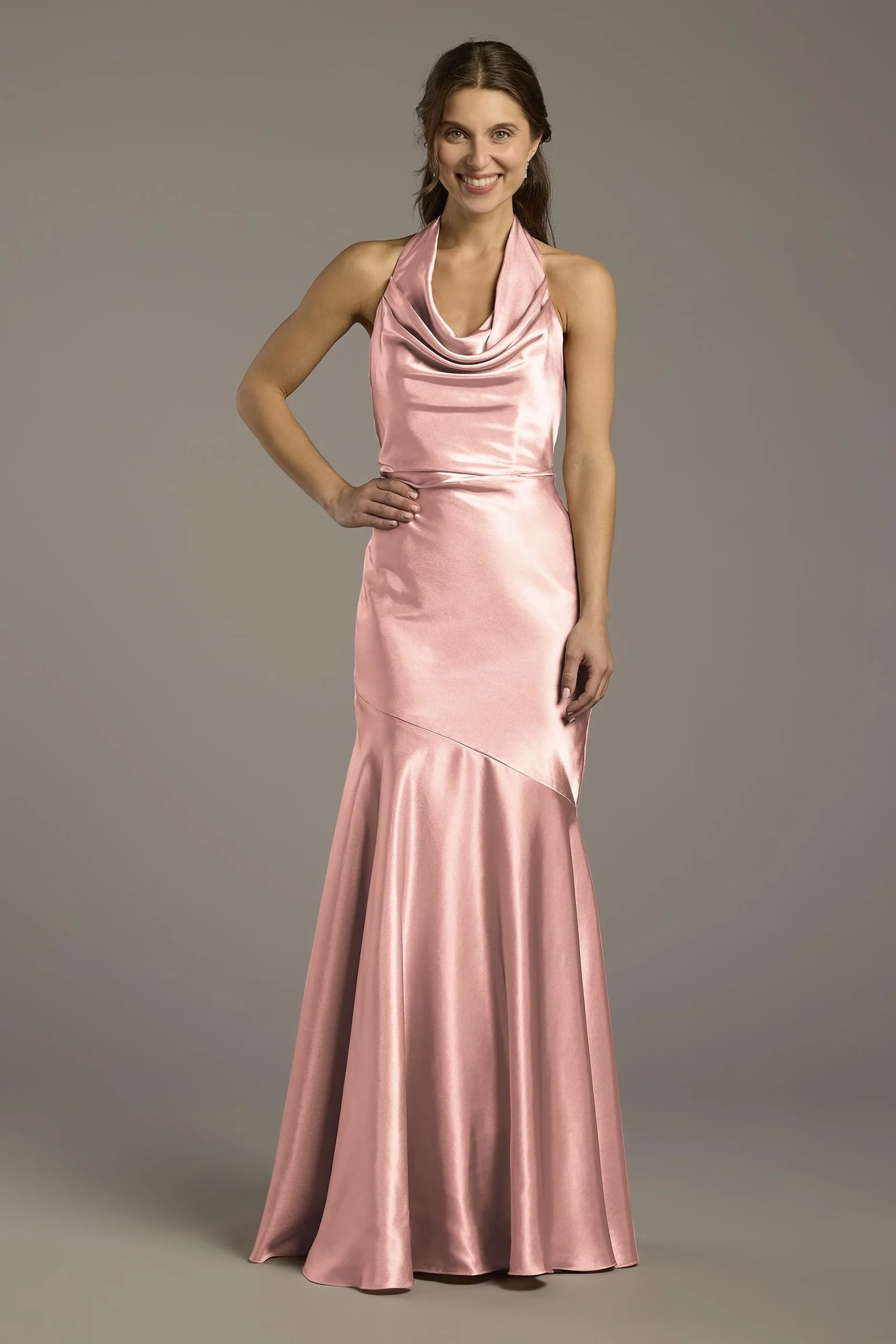Charmeuse Soft Cowl Neck Sheath Dress