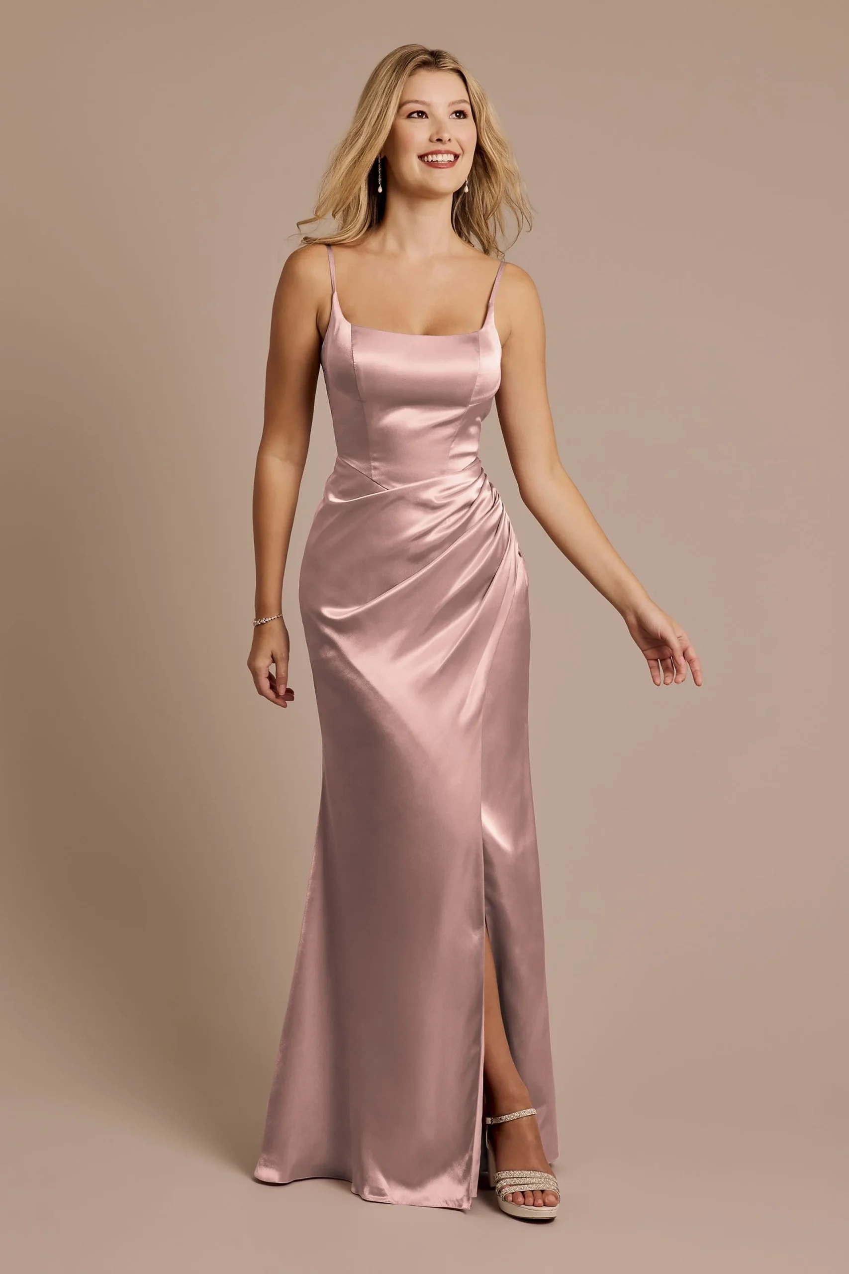Charmeuse Square Neck Corset Sheath Dress