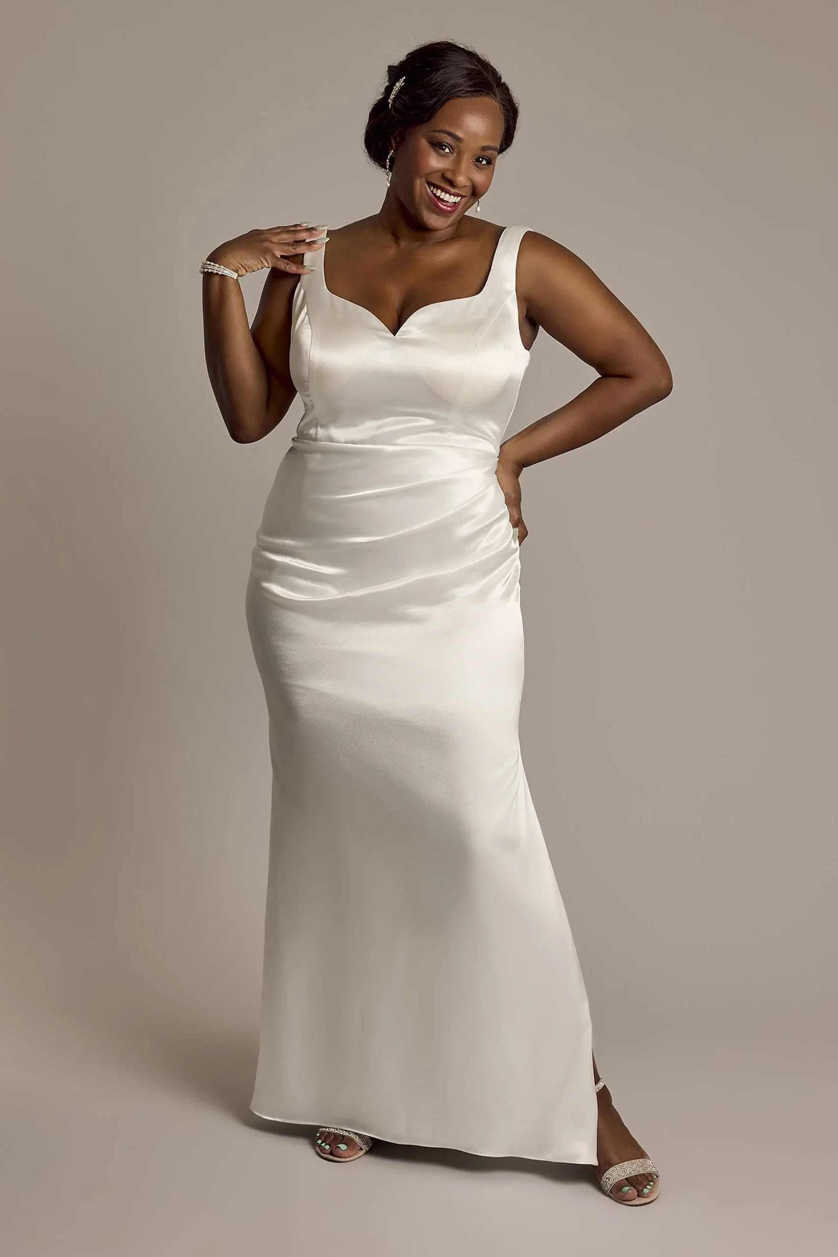 Charmeuse Tank Wedding Dress with Cowl Back