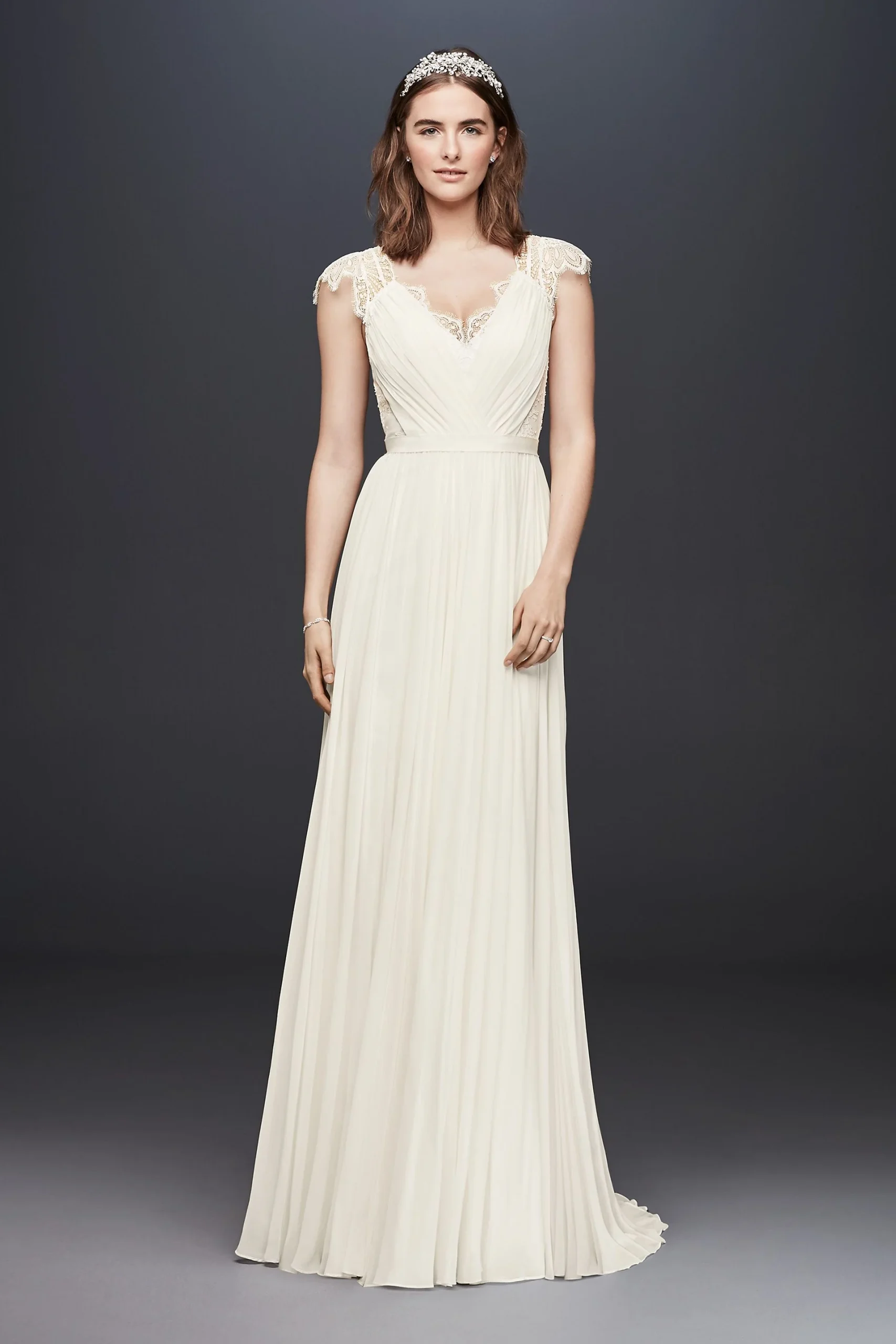 Chiffon and Chantilly Lace Wedding Dress