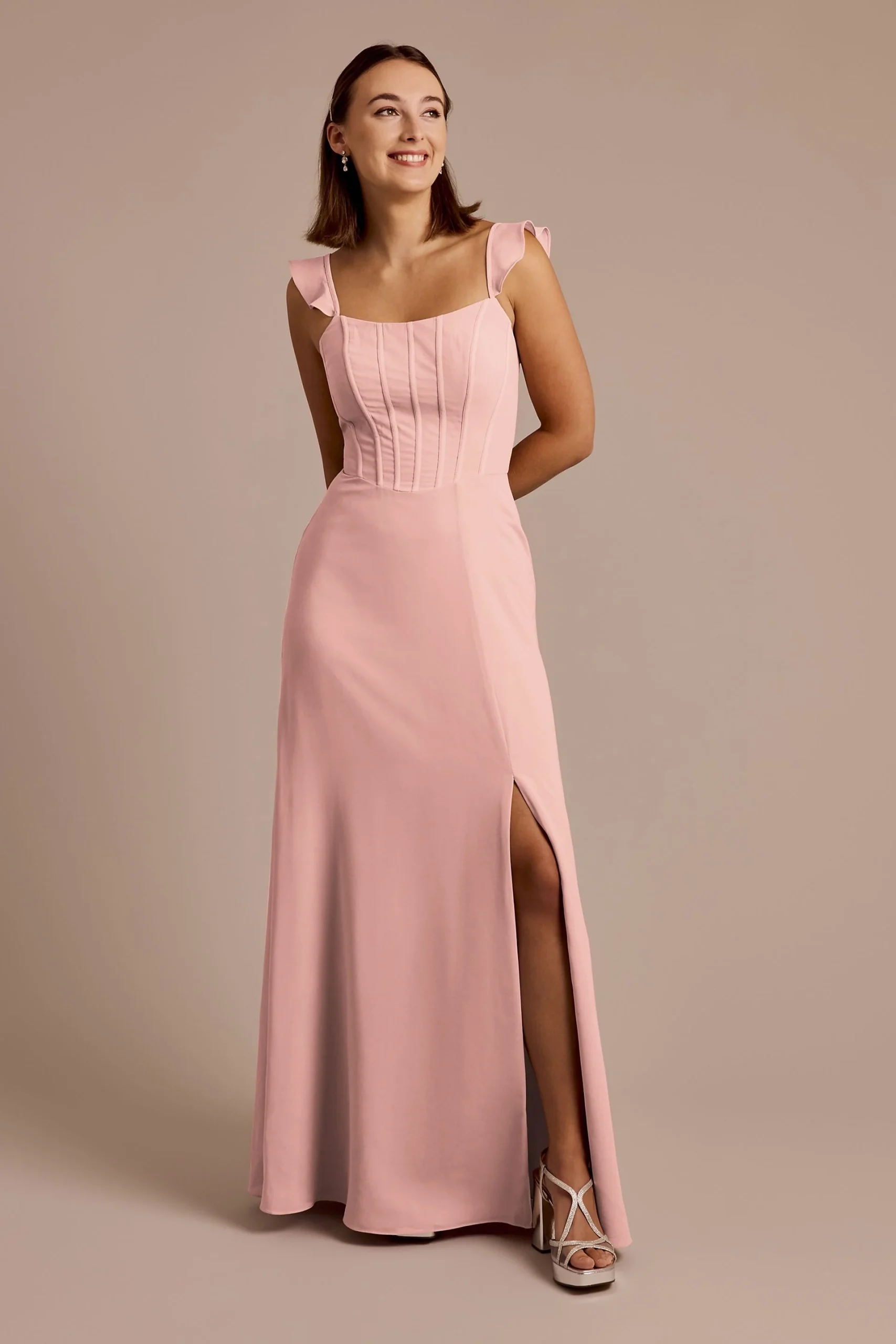 Chiffon Corset Dress with Flutter Sleeves