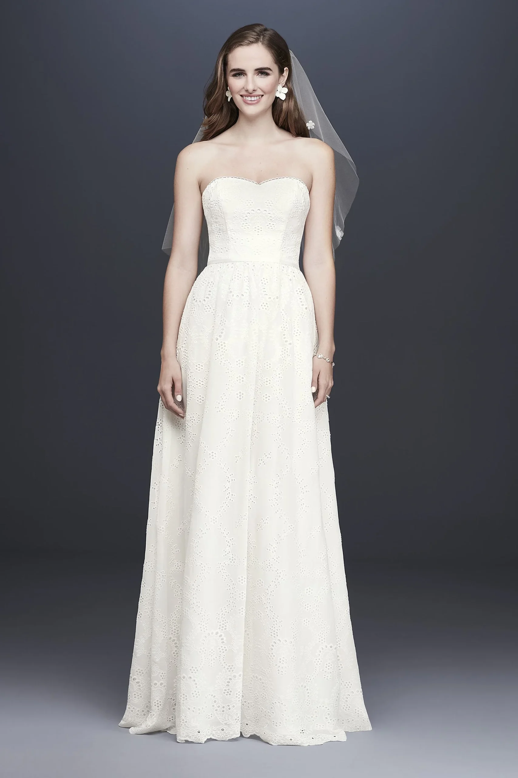 Chiffon Eyelet A-Line Wedding Gown