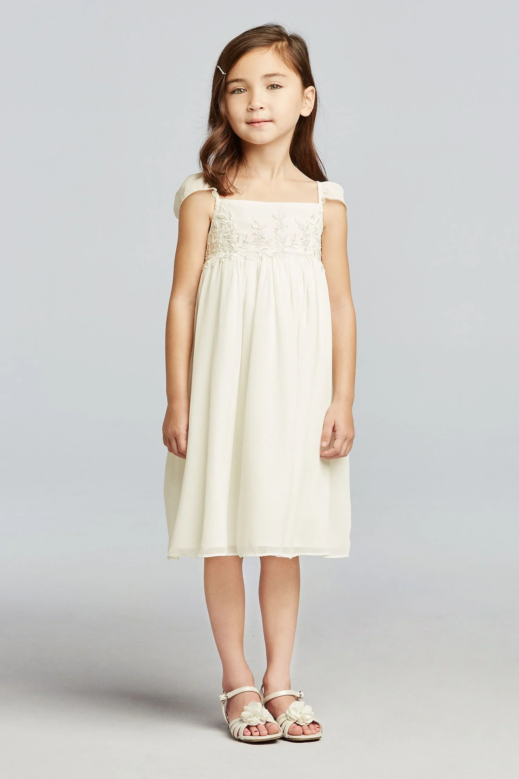 Chiffon Flower Girl Dress with Cap Sleeves