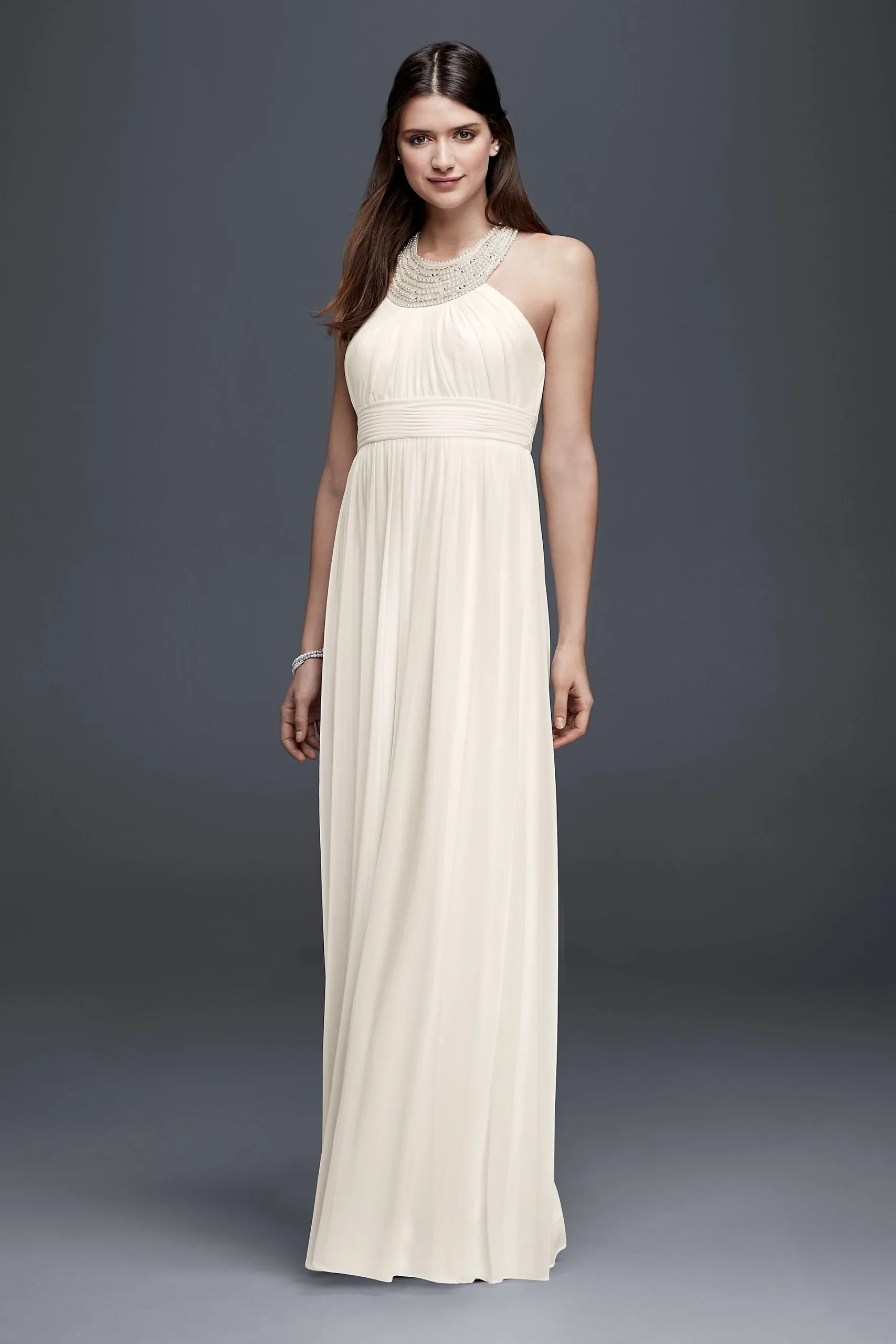 Chiffon Halter Neck Sheath Wedding Dress