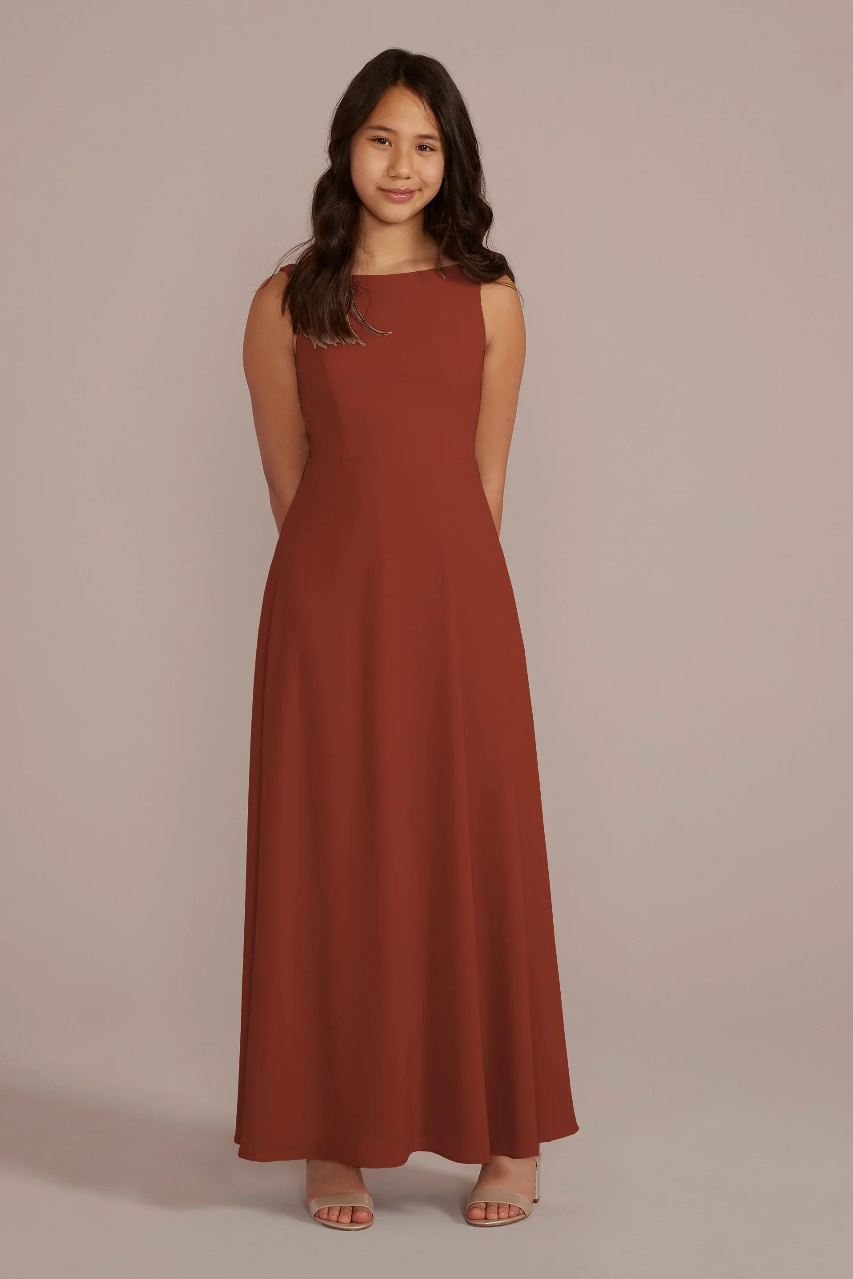 Chiffon Junior Bridesmaid Dress with Tie Back