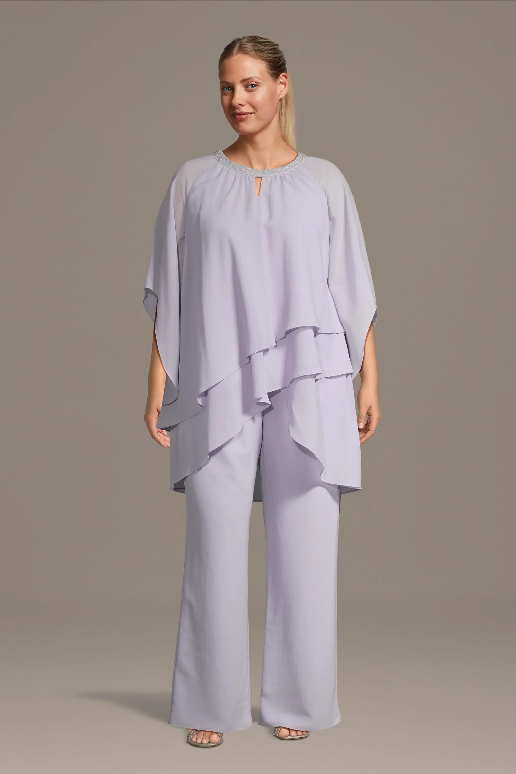 Chiffon Keyhole Two-Piece Pantsuit