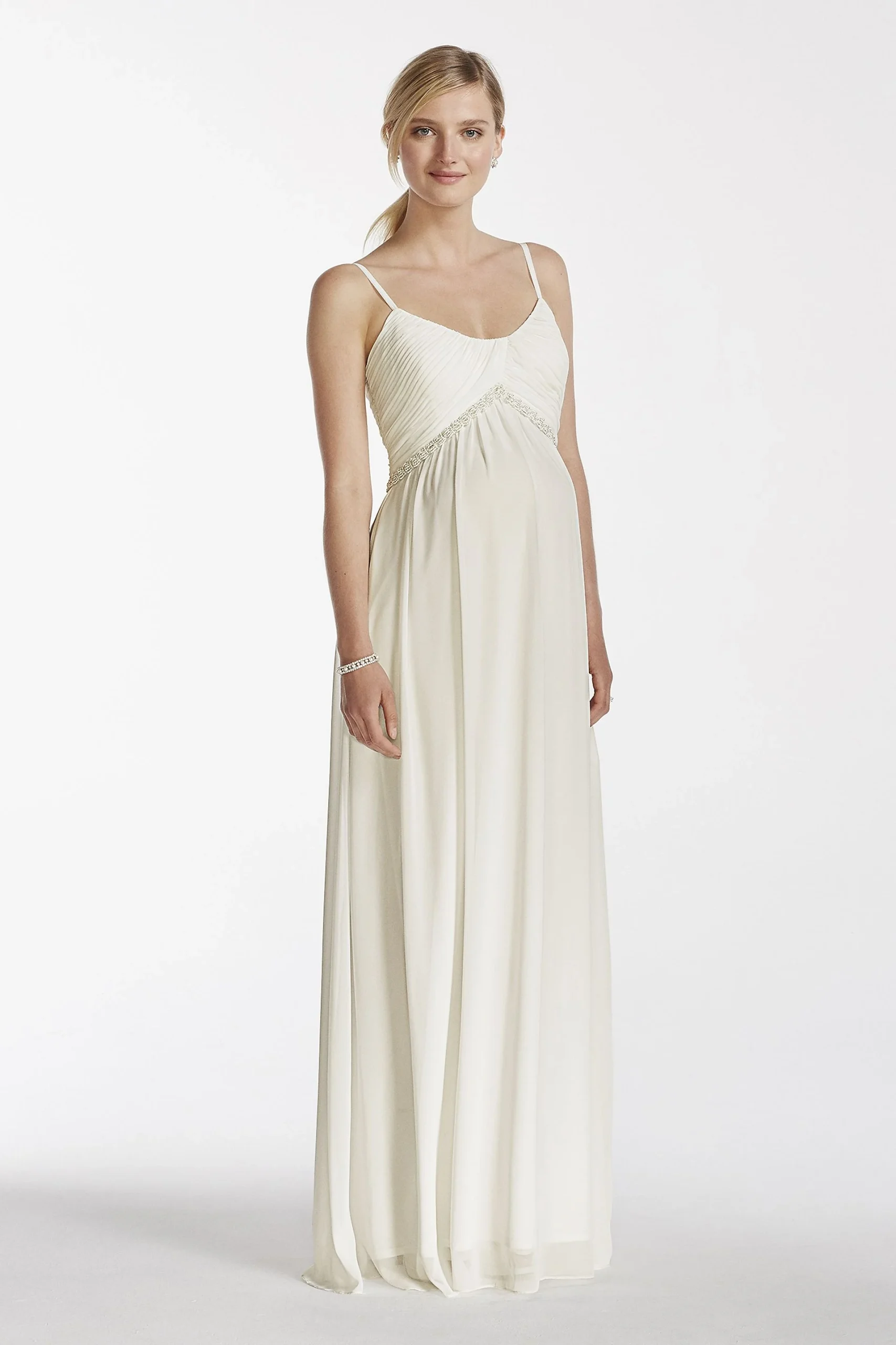 Chiffon A-line Maternity Dress with Pearl Waist