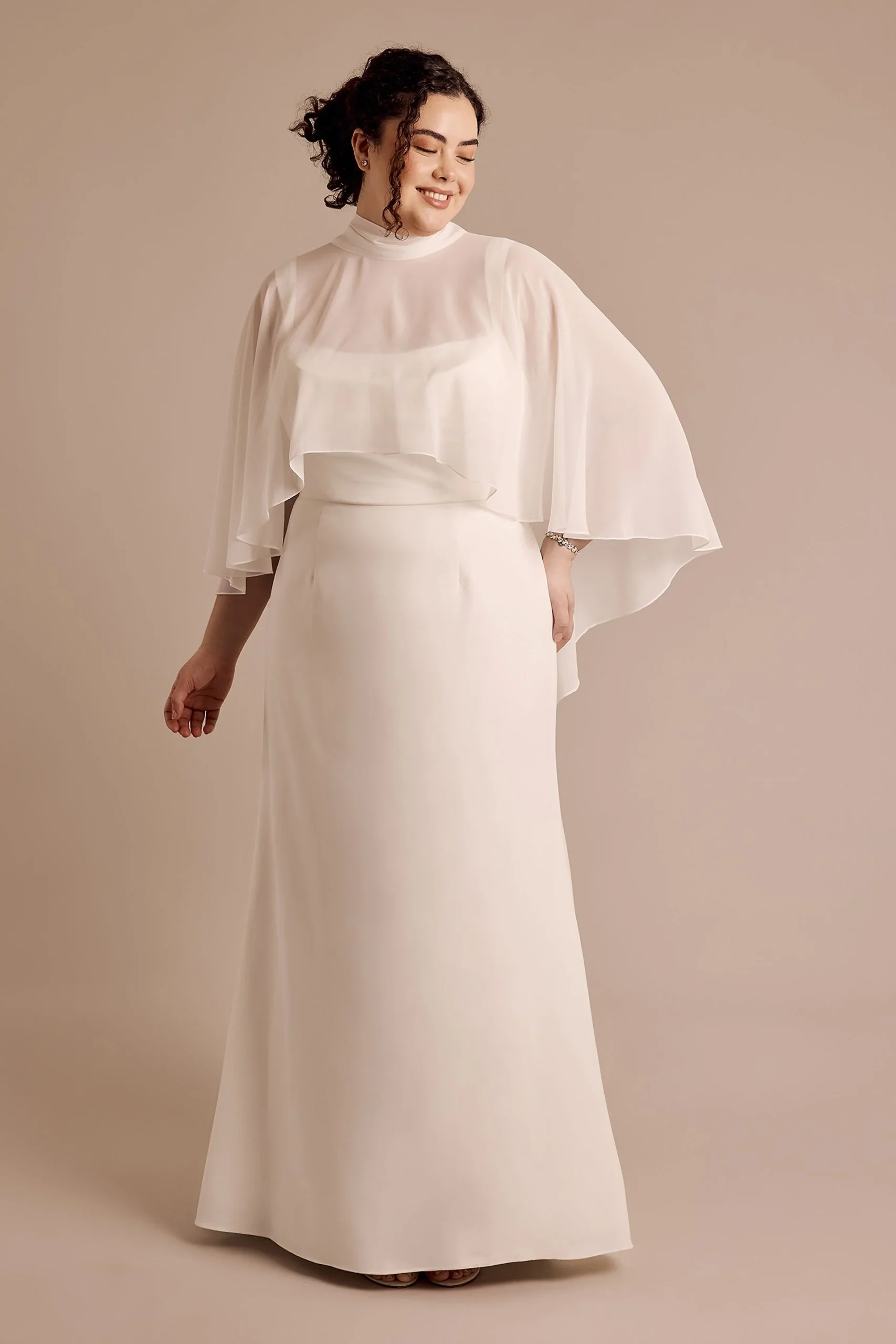 Chiffon Mock Neck Cape