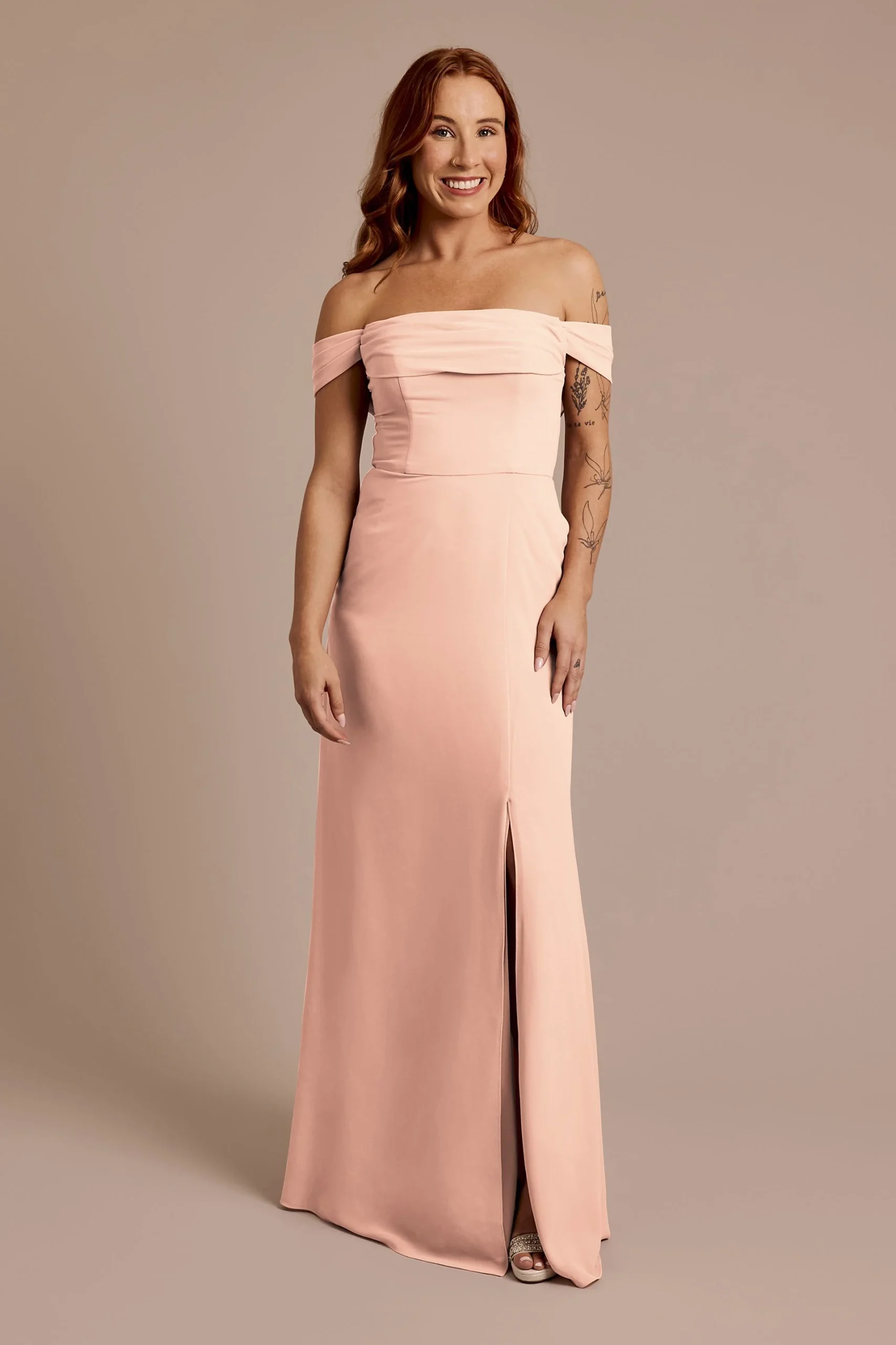Chiffon Off-the-Shoulder Draped Dress