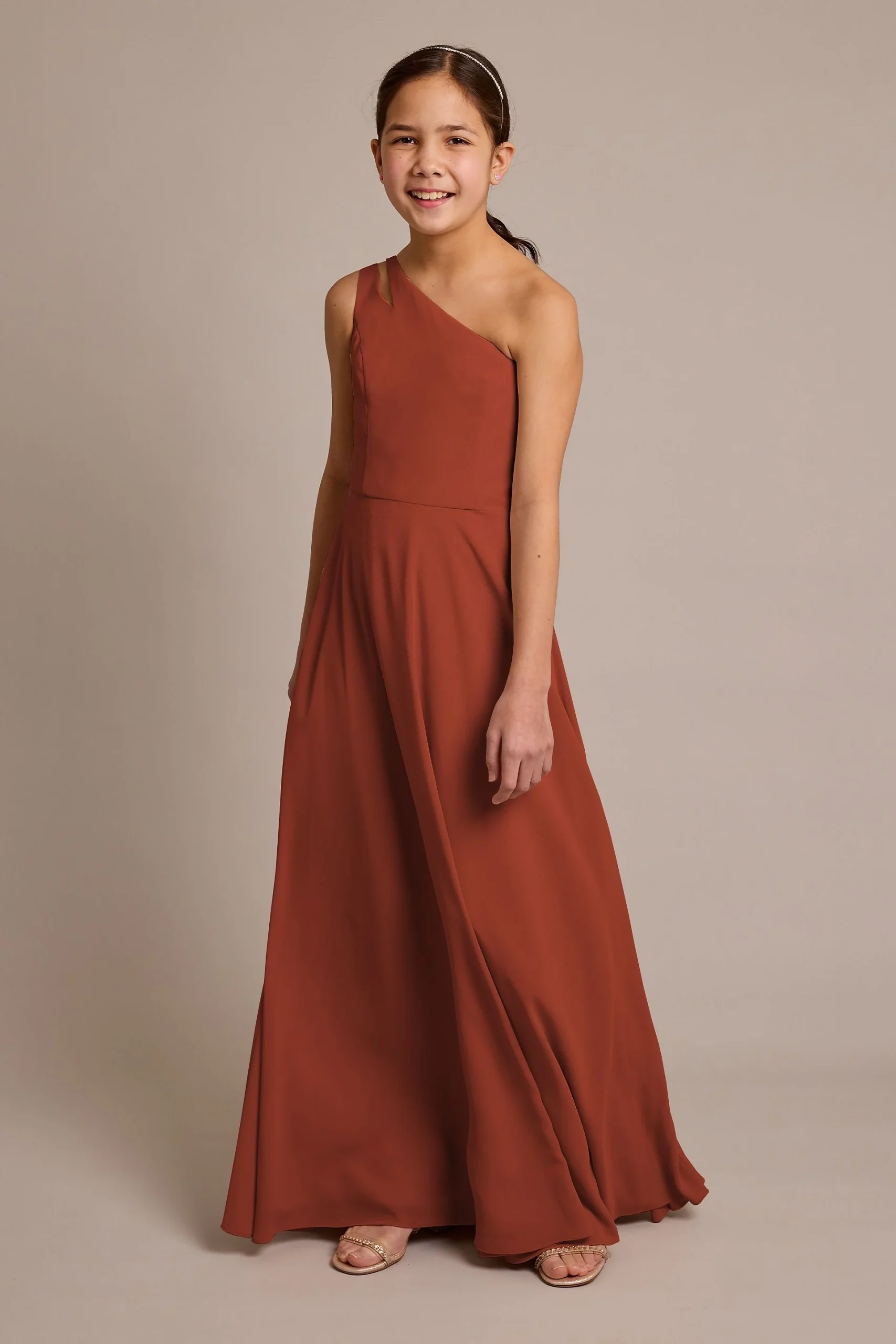 Chiffon One-Shoulder Junior Dress