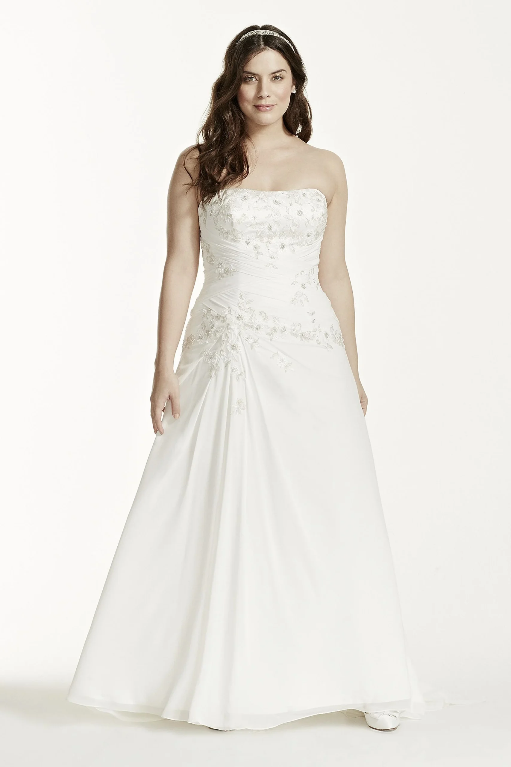 Chiffon Over Satin Wedding Dress with Side Drape