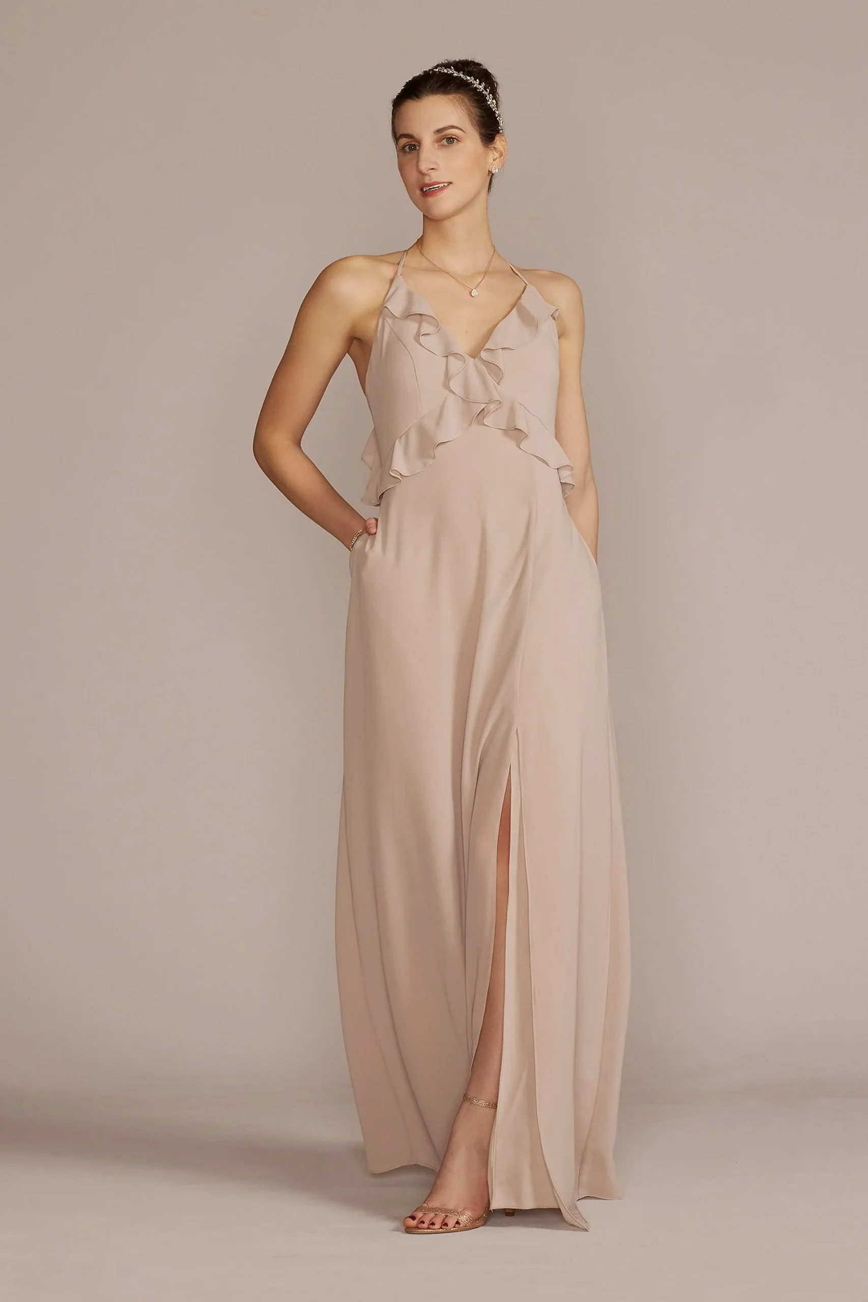 Chiffon Ruffle Empire Waist Dress
