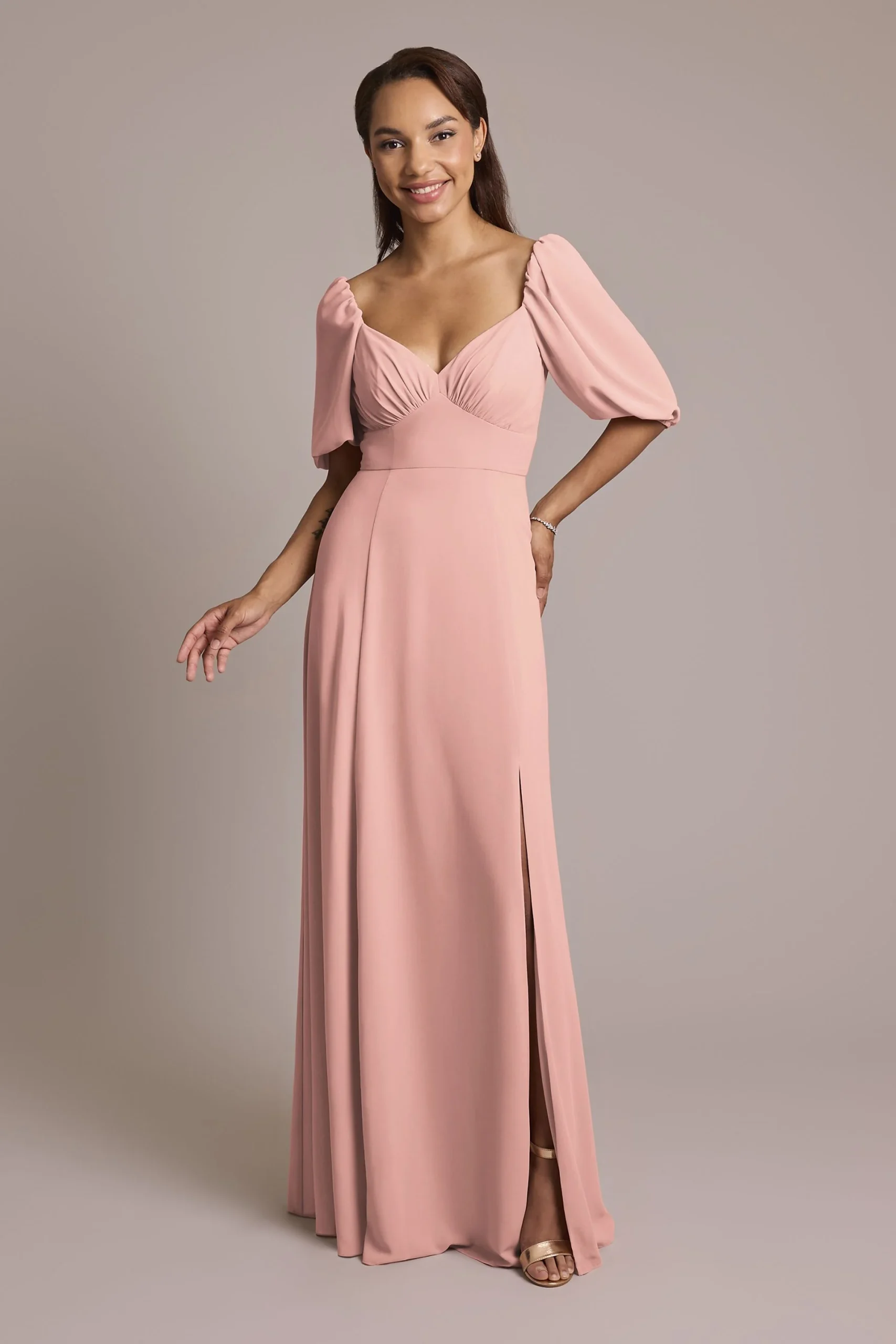 Chiffon Short Sleeve A-Line Dress