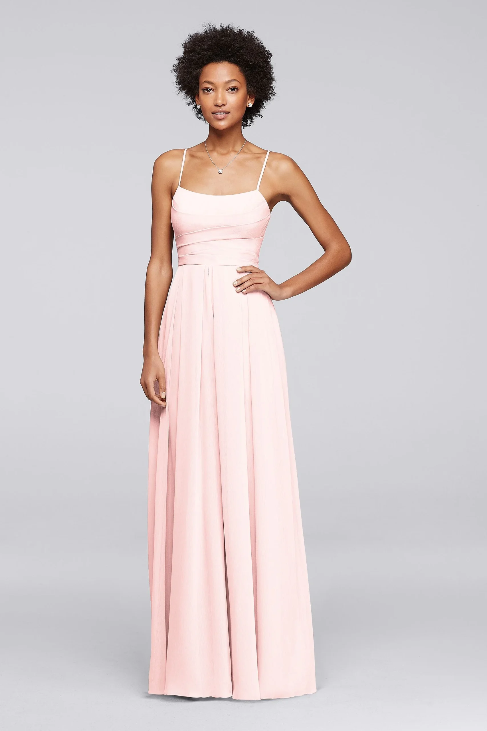 Chiffon Spaghetti Strap Bridesmaid Dress