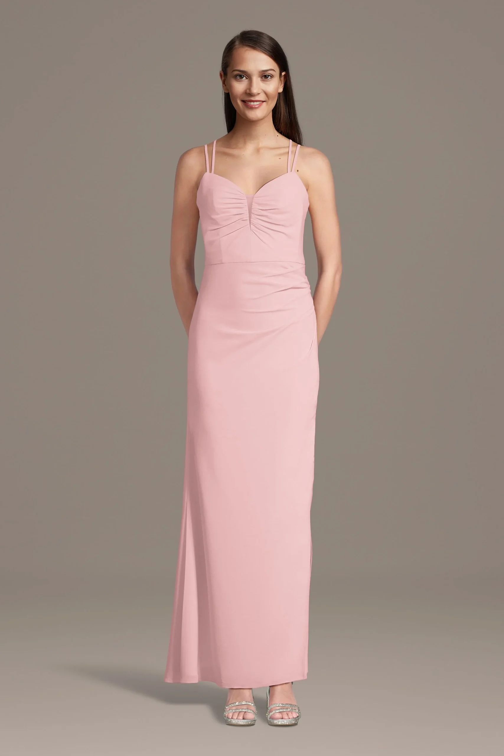 Chiffon Spaghetti Strap Notch Neck A-Line Dress