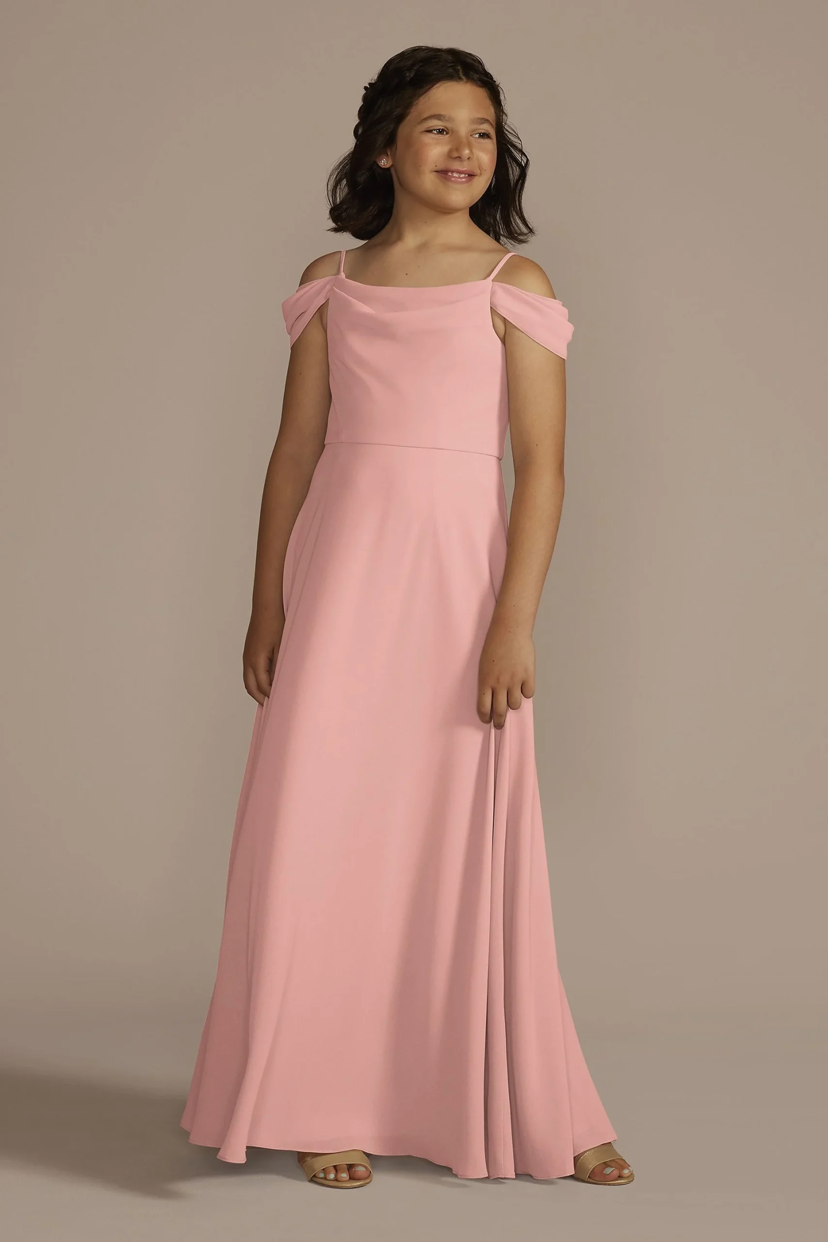 Chiffon Swag Sleeve Junior Bridesmaid Dress