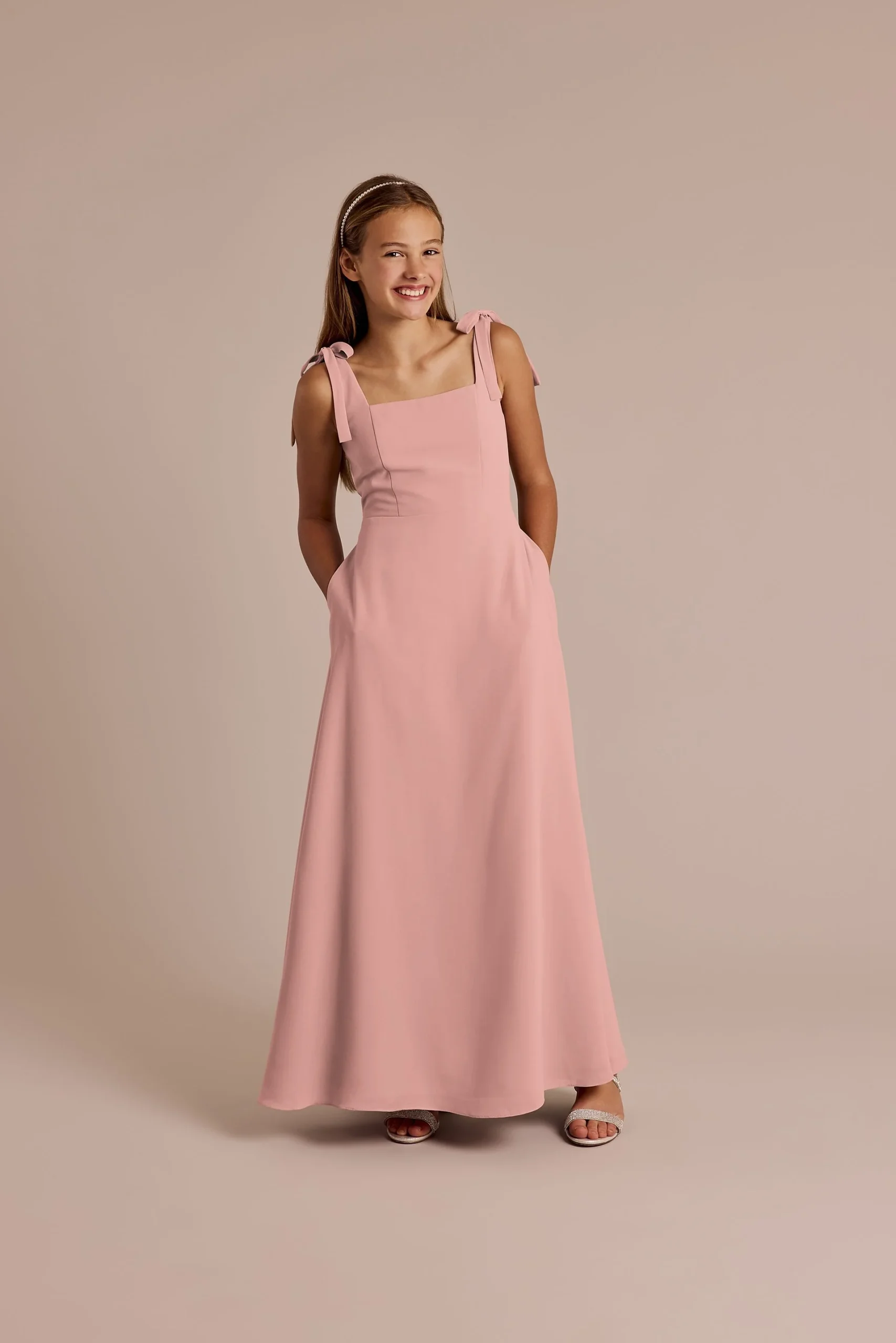 Chiffon Tie Strap A-Line Junior Dress