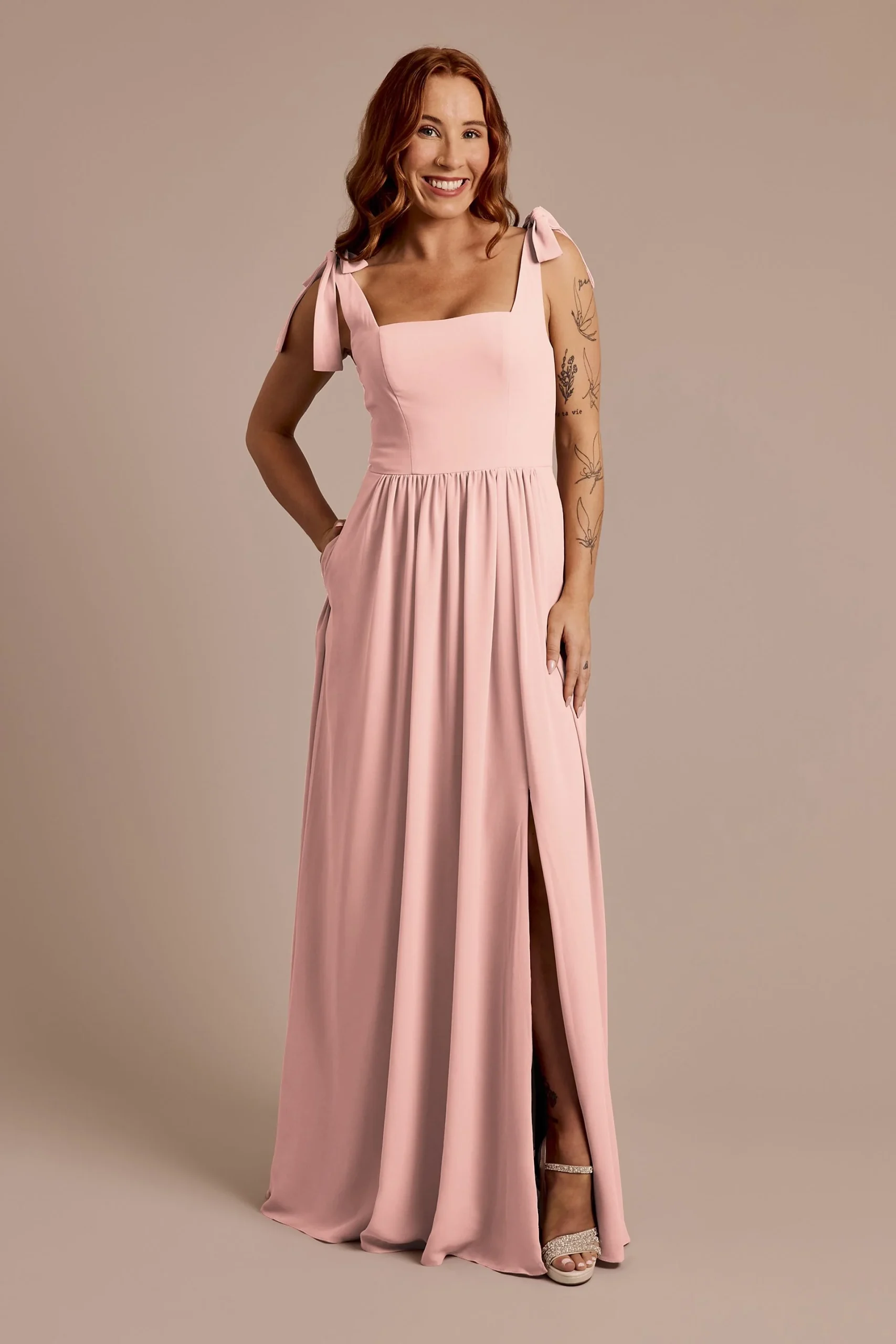 Chiffon Tie Strap Tank A-Line Dress