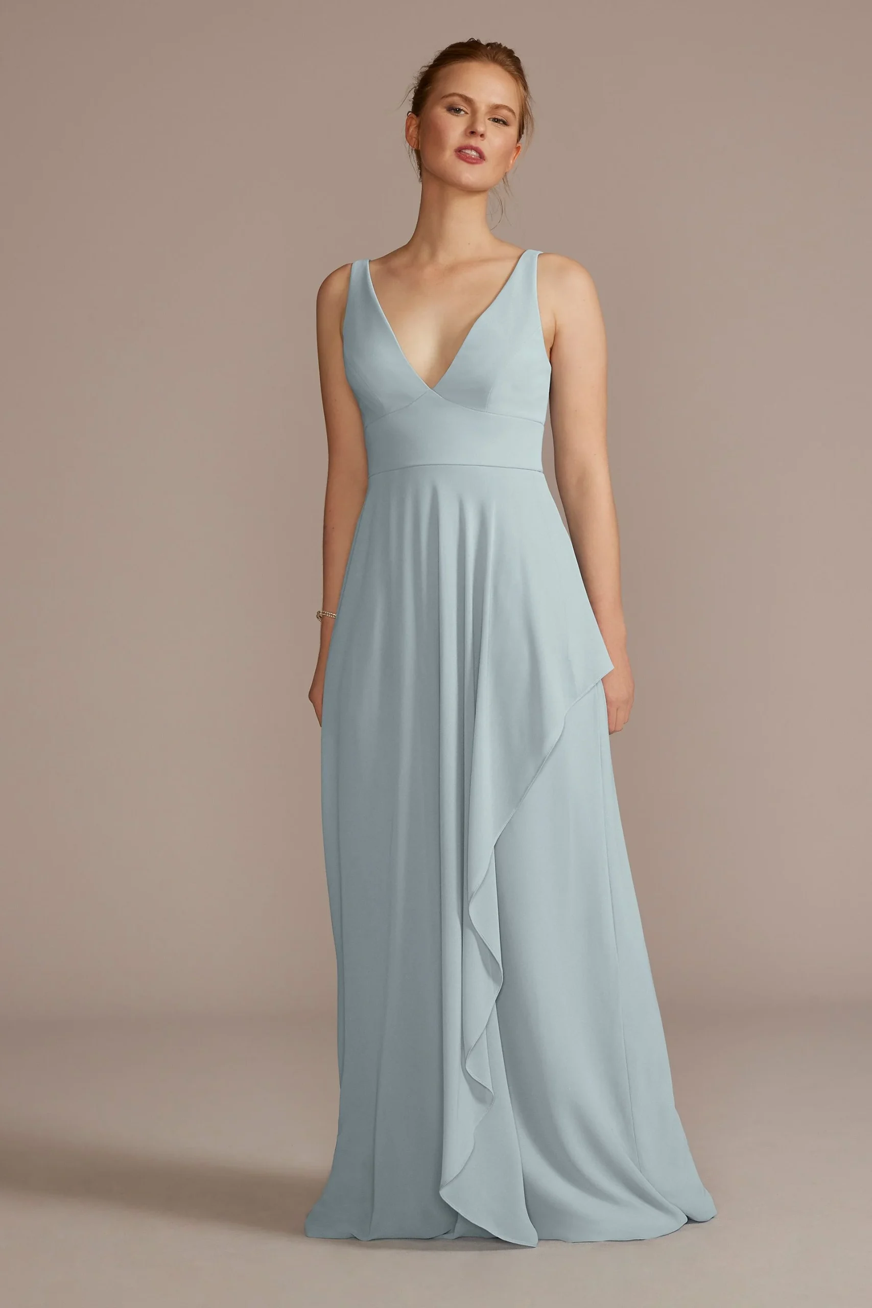 Chiffon V-Neck Tank Dress with Cascade
