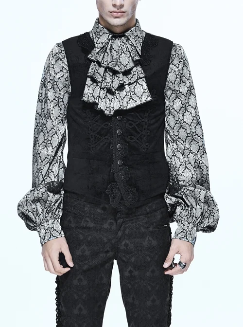 Chinese Frog Button Waist Loop Buckle Black Gothic Waistcoat