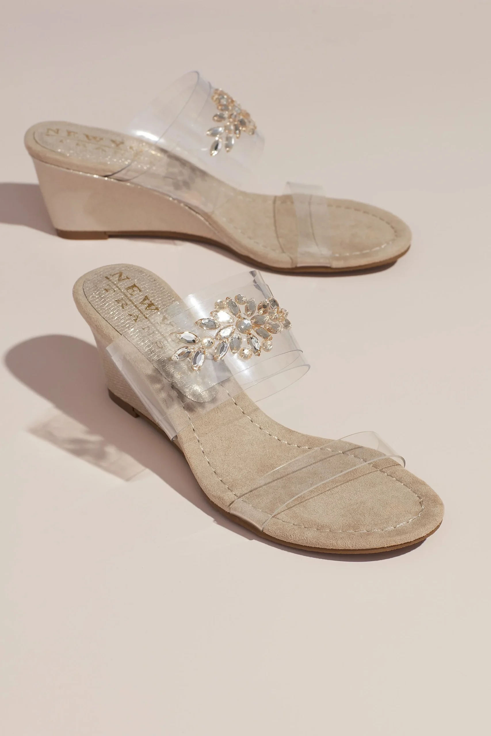 Clear Strap Wedges with Crystal Embellishments