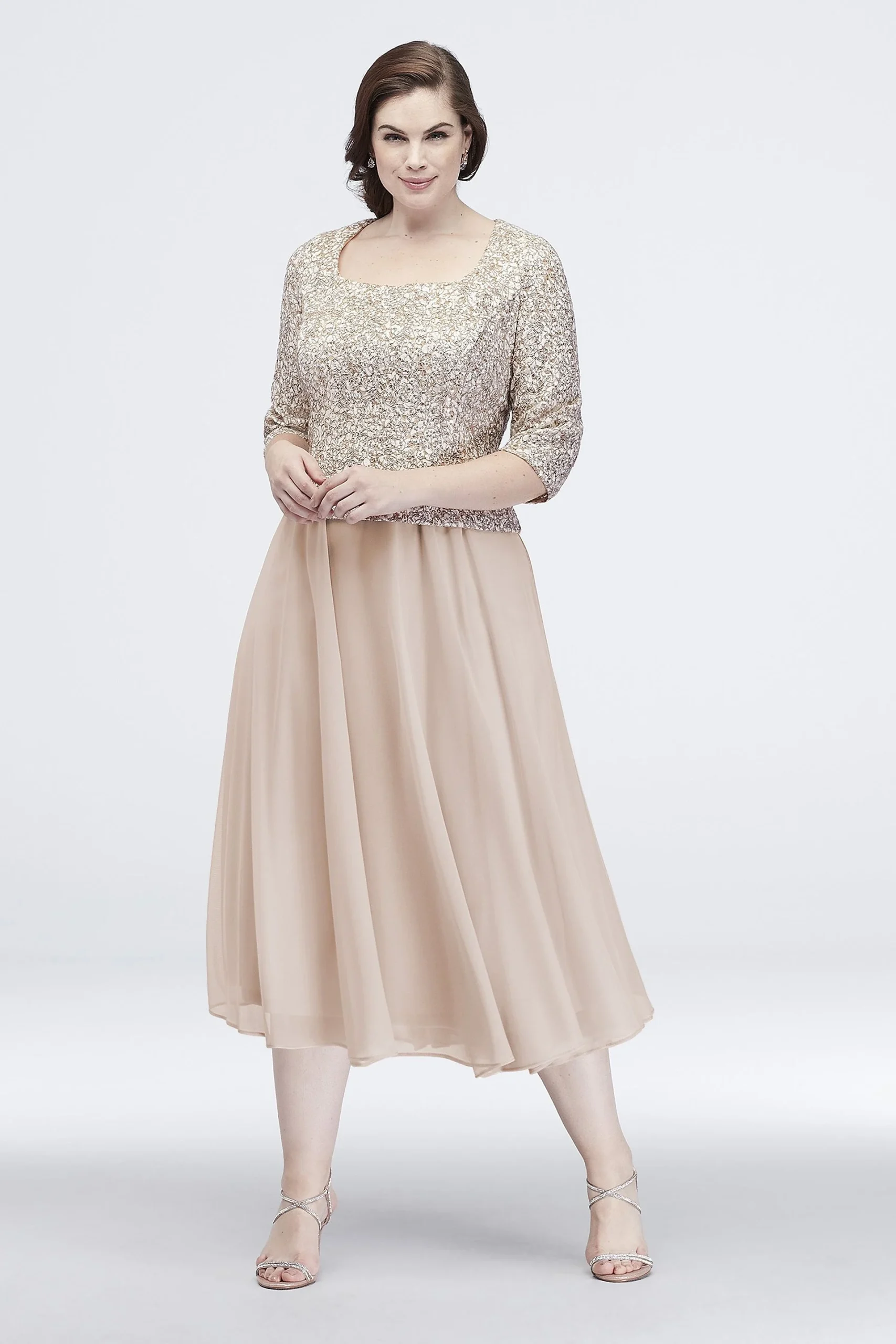 Corded Embroidery Midi Popover Dress with Sequins