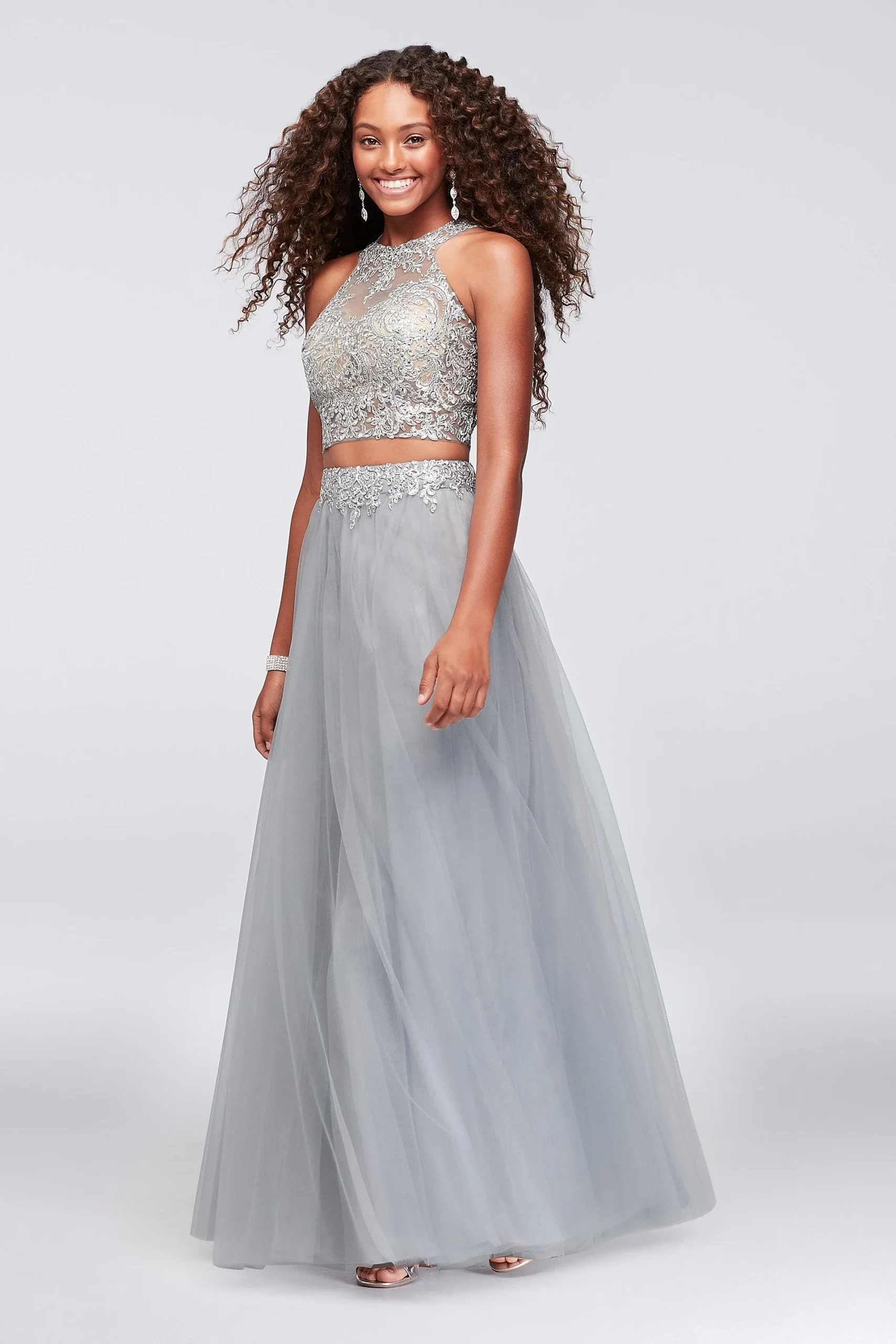 Corded Lace and Tulle Two-Piece Ball Gown