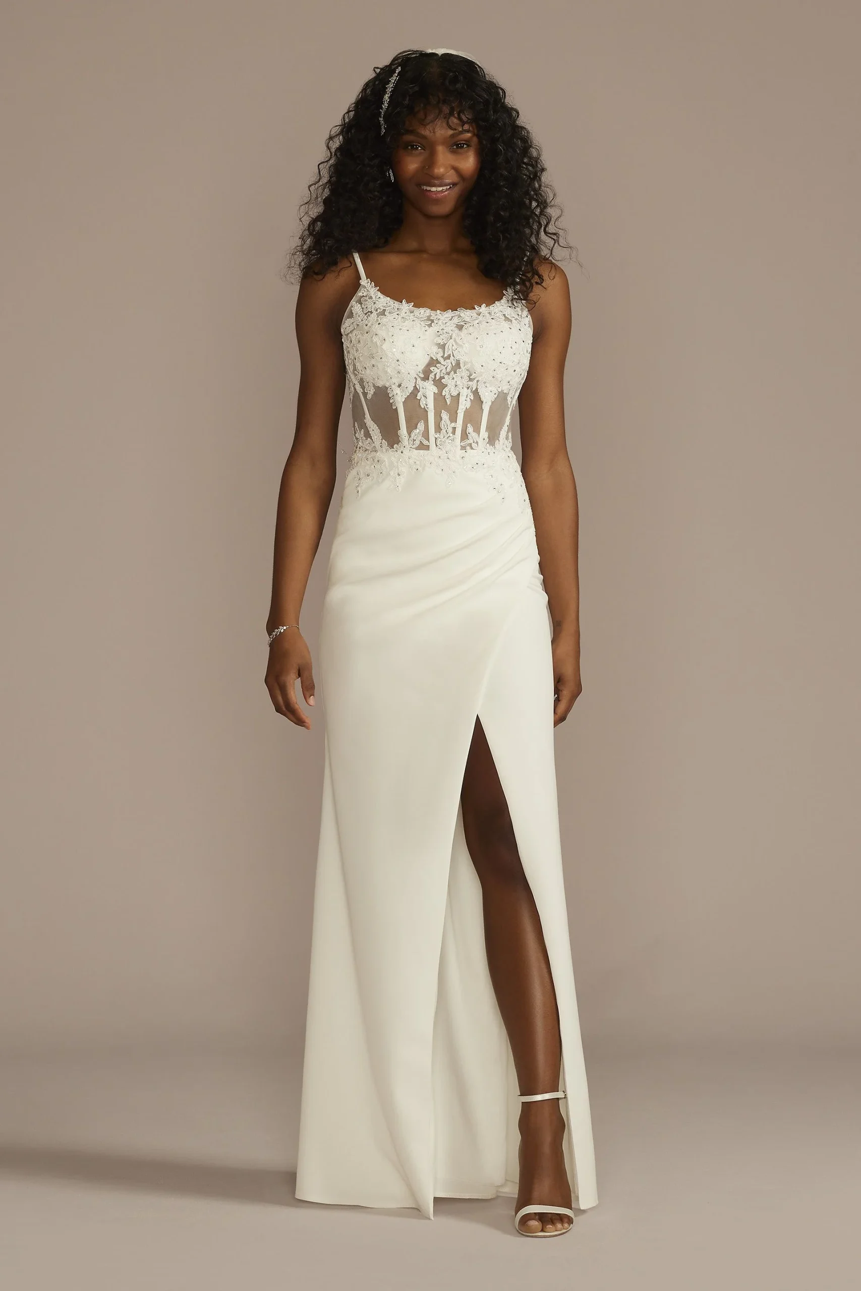 Corset Crepe Sheath Wedding Dress