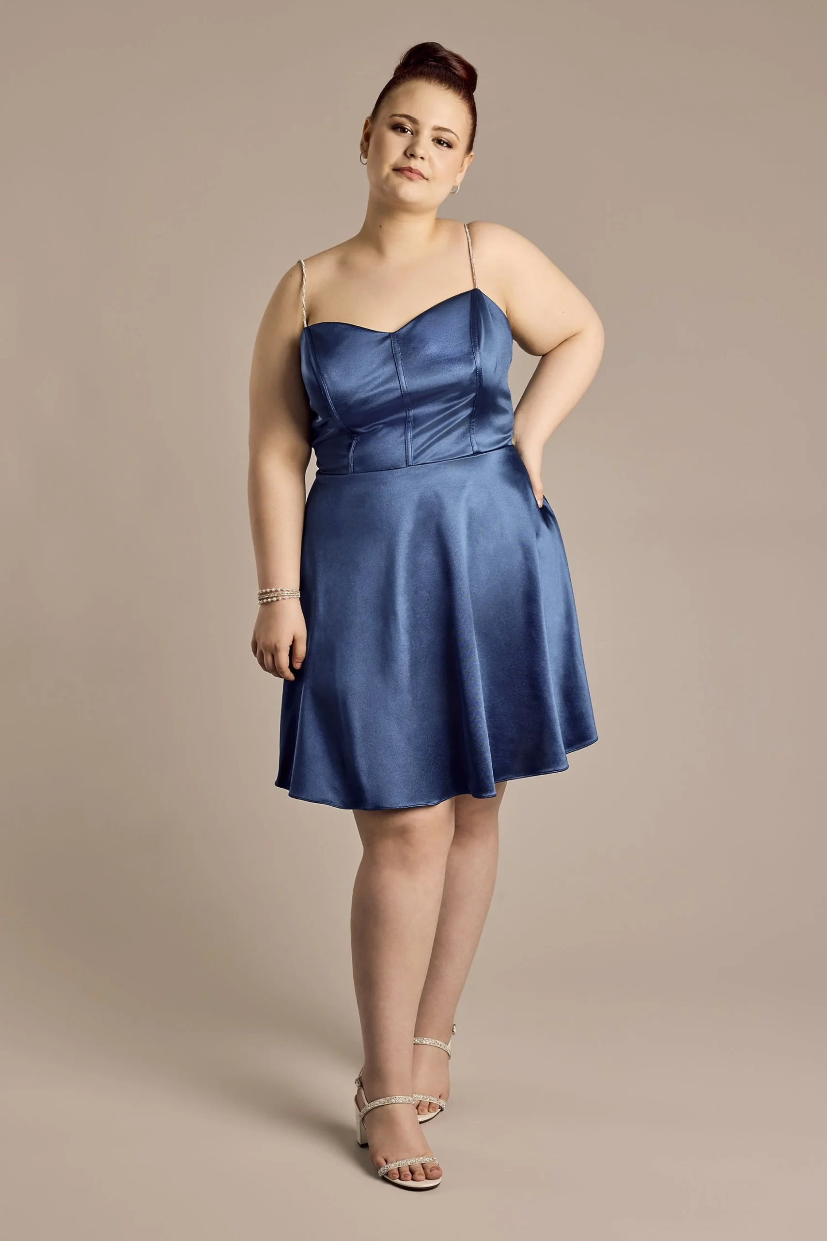 Corset A-Line Short Dress with Crystal Straps