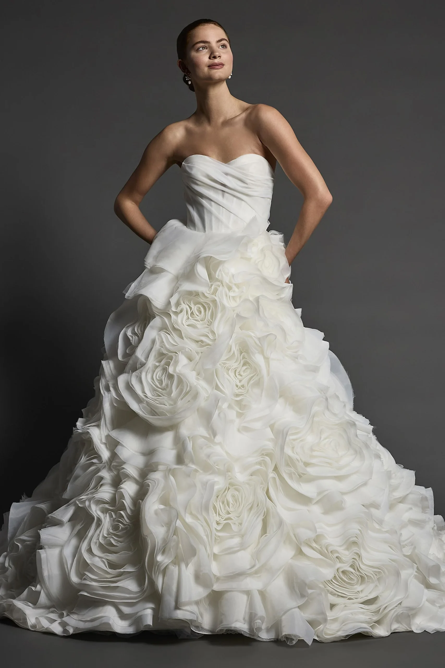 Couture Organza Rosette Ball Gown Wedding Dress