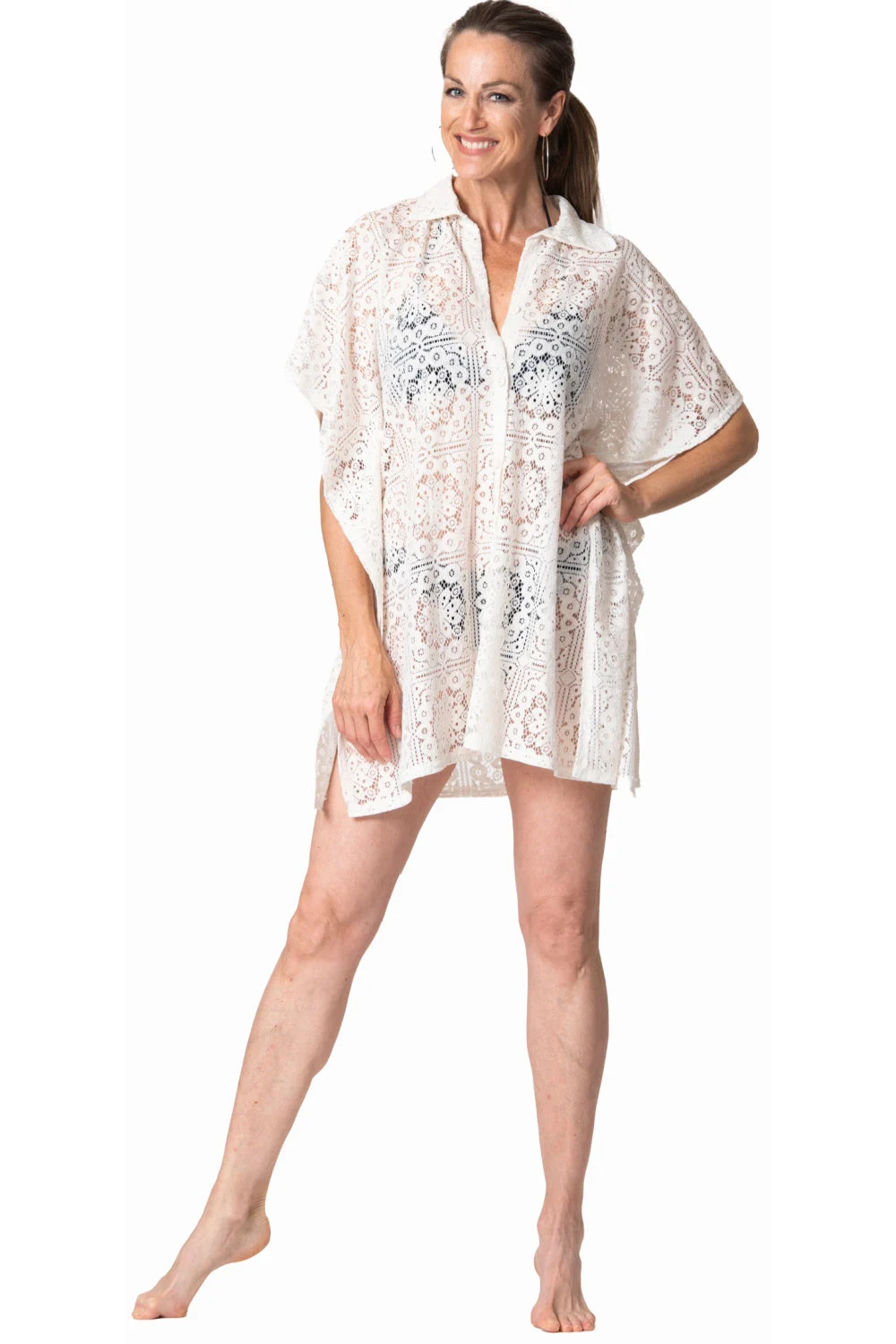 Cover Me Coastal Muse Shirt Cover-Up, White/ Off-White (26057116X)