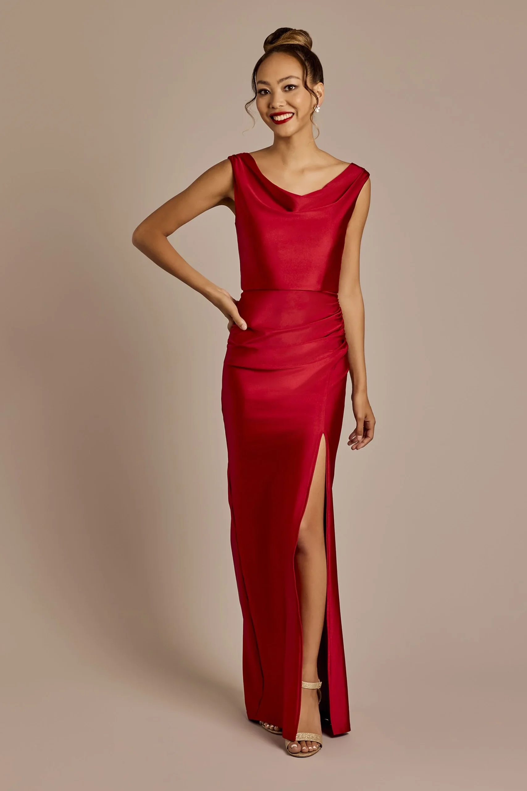 Cowl Neck Power Stretch Sheath Dress
