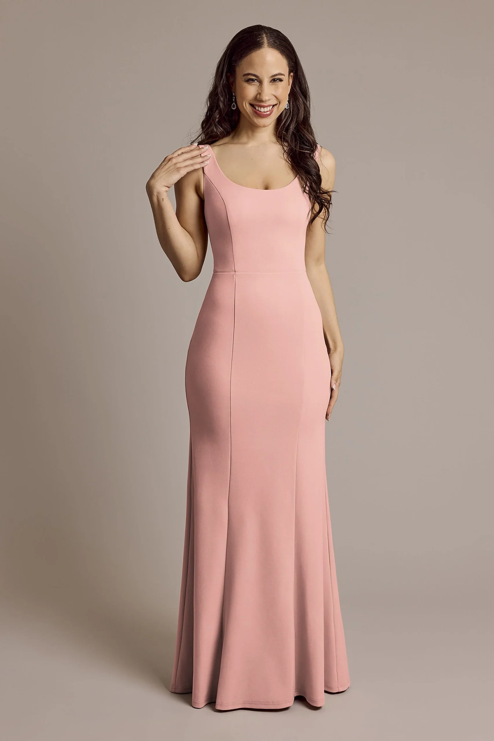 Crepe Tank Mermaid Dress with Back Knot