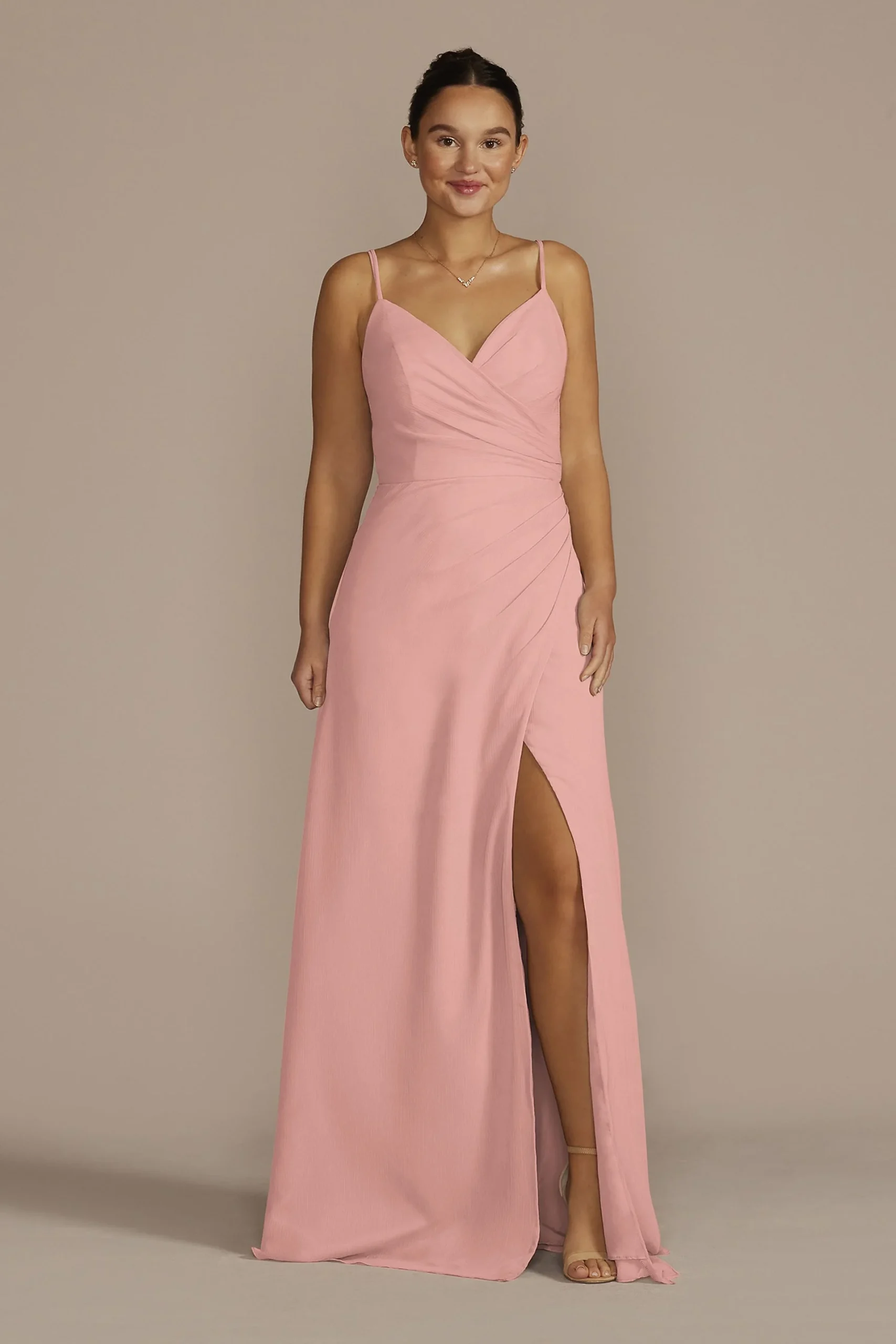 Crinkle Chiffon Spaghetti Strap Dress