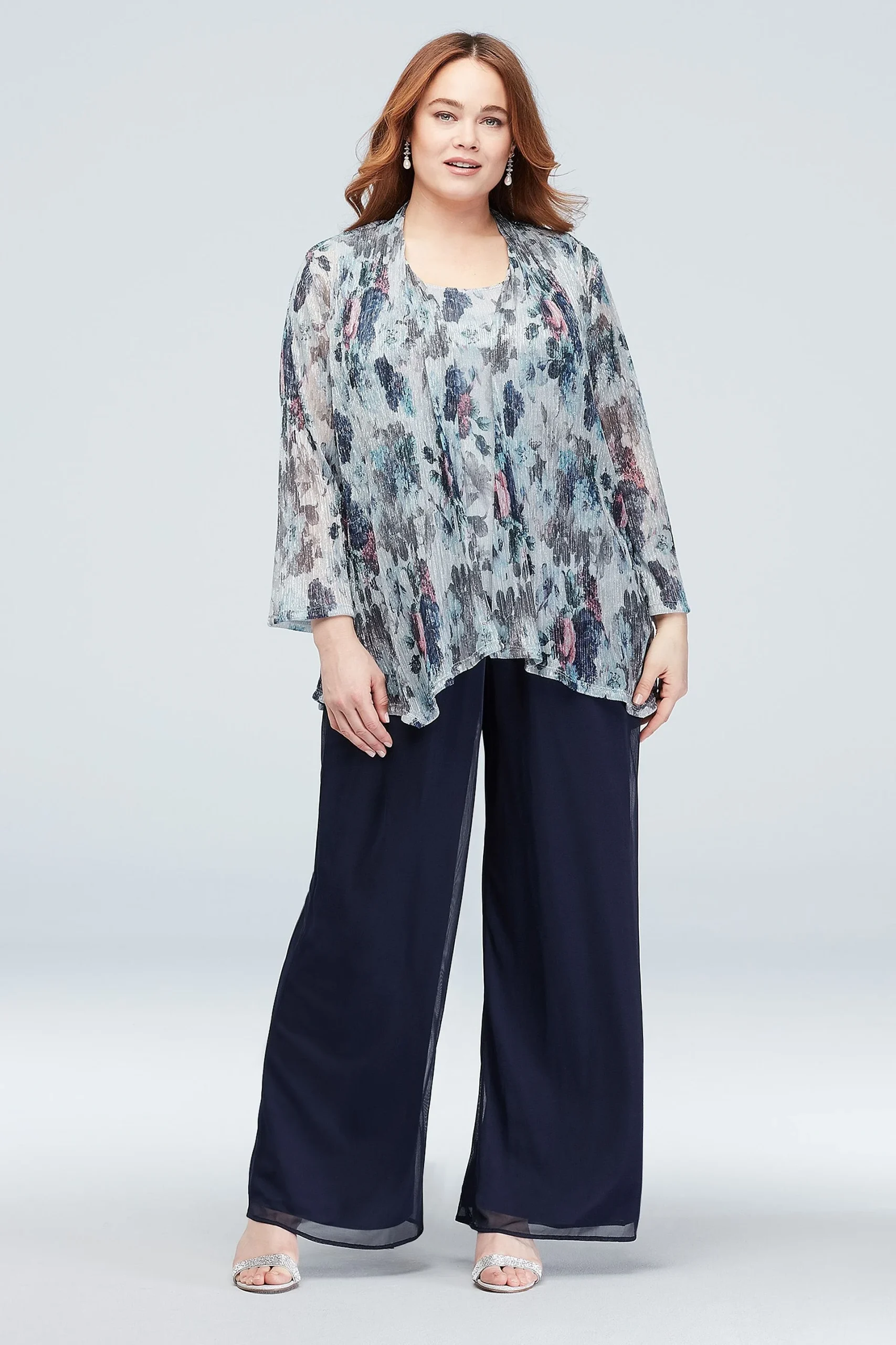 Crinkled Metallic Plus Size Pantsuit