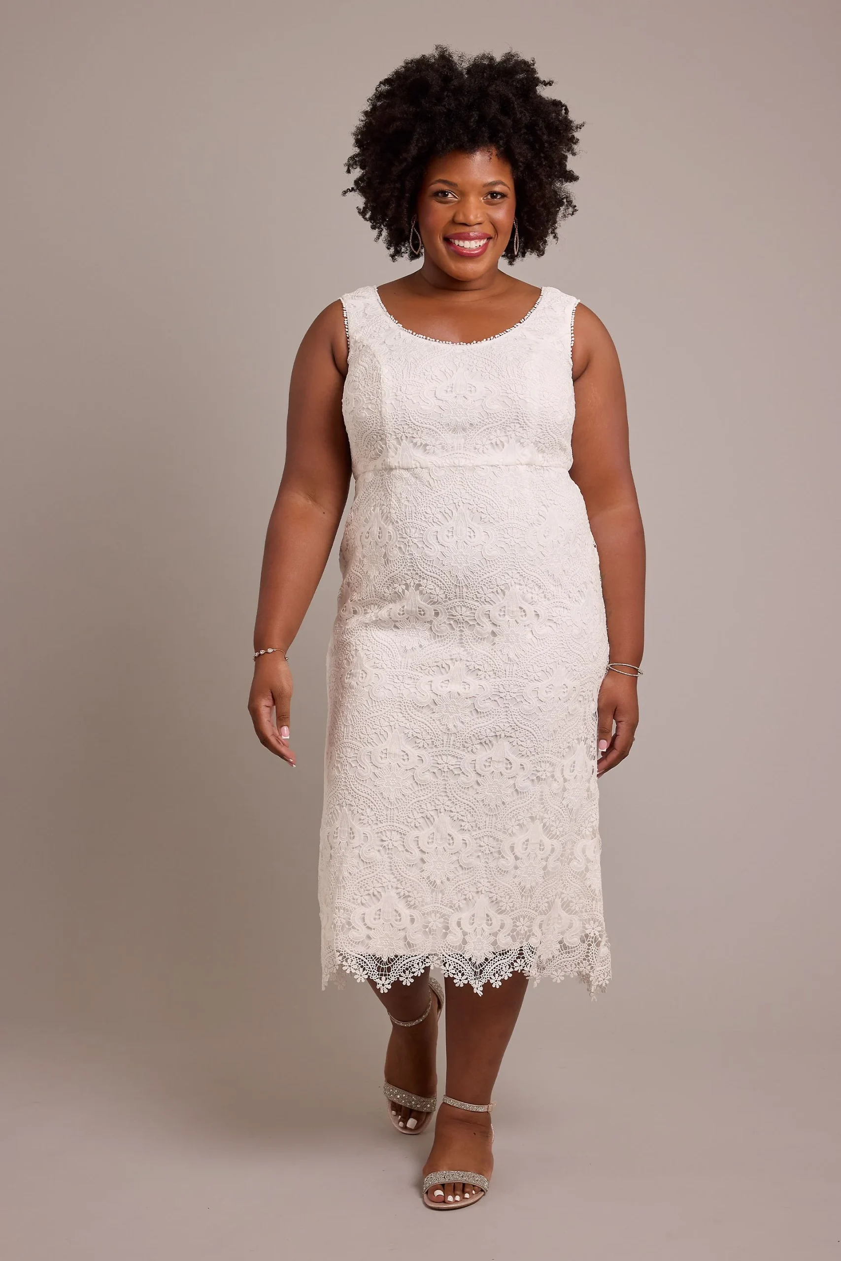 Crochet Lace Scoop Neck Tank Midi Dress