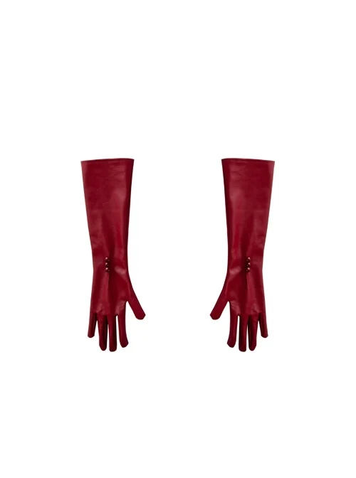 Cruella Red Long Dress Halloween Cosplay Accessories Red Long Gloves